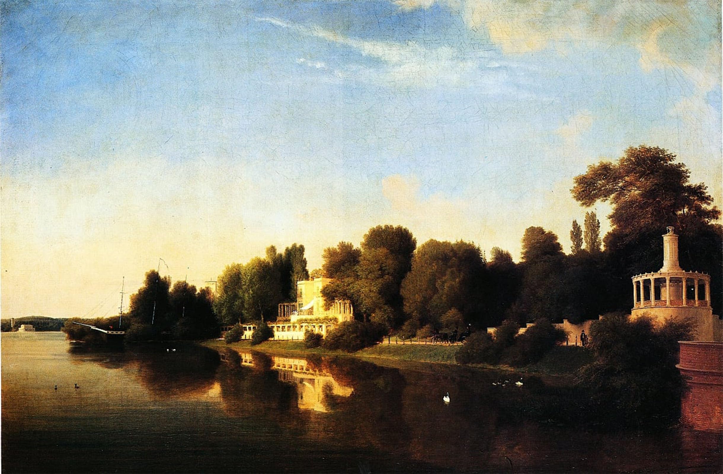 ARTXLXXBN Famous Print Painting Colorful Art Print the Bank of the Glienicker Park by Eduard Gaertner Canvas Art Decorations for Home Decor 60x90cm