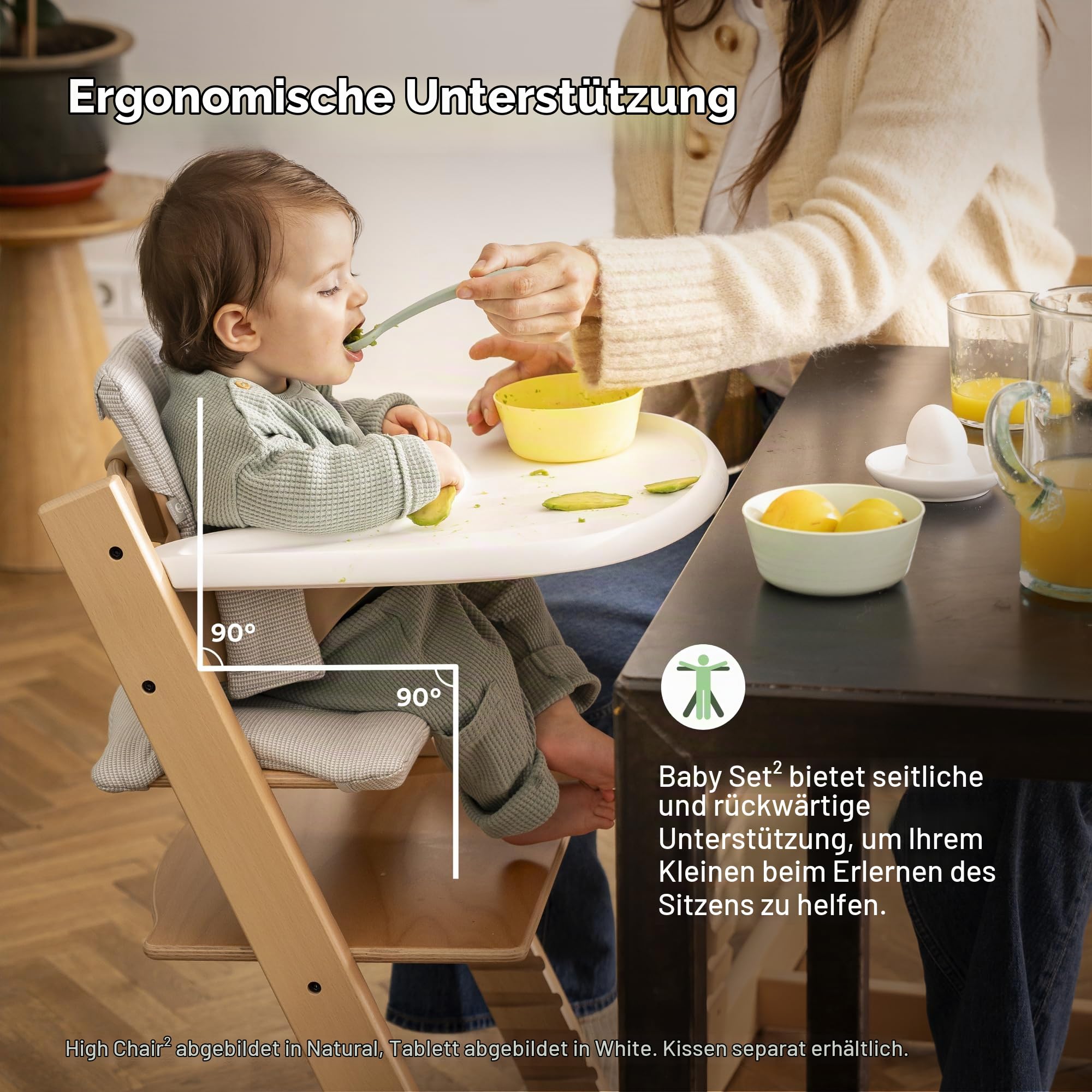 Stokke Tripp Trapp Hochstuhl (Vanilla White) mit Stokke Tray (Vanilla White) - ein verstellbares, ergonomisches und leicht zu reinigendes Babyset für Kinder im Alter von 6-36 Monaten