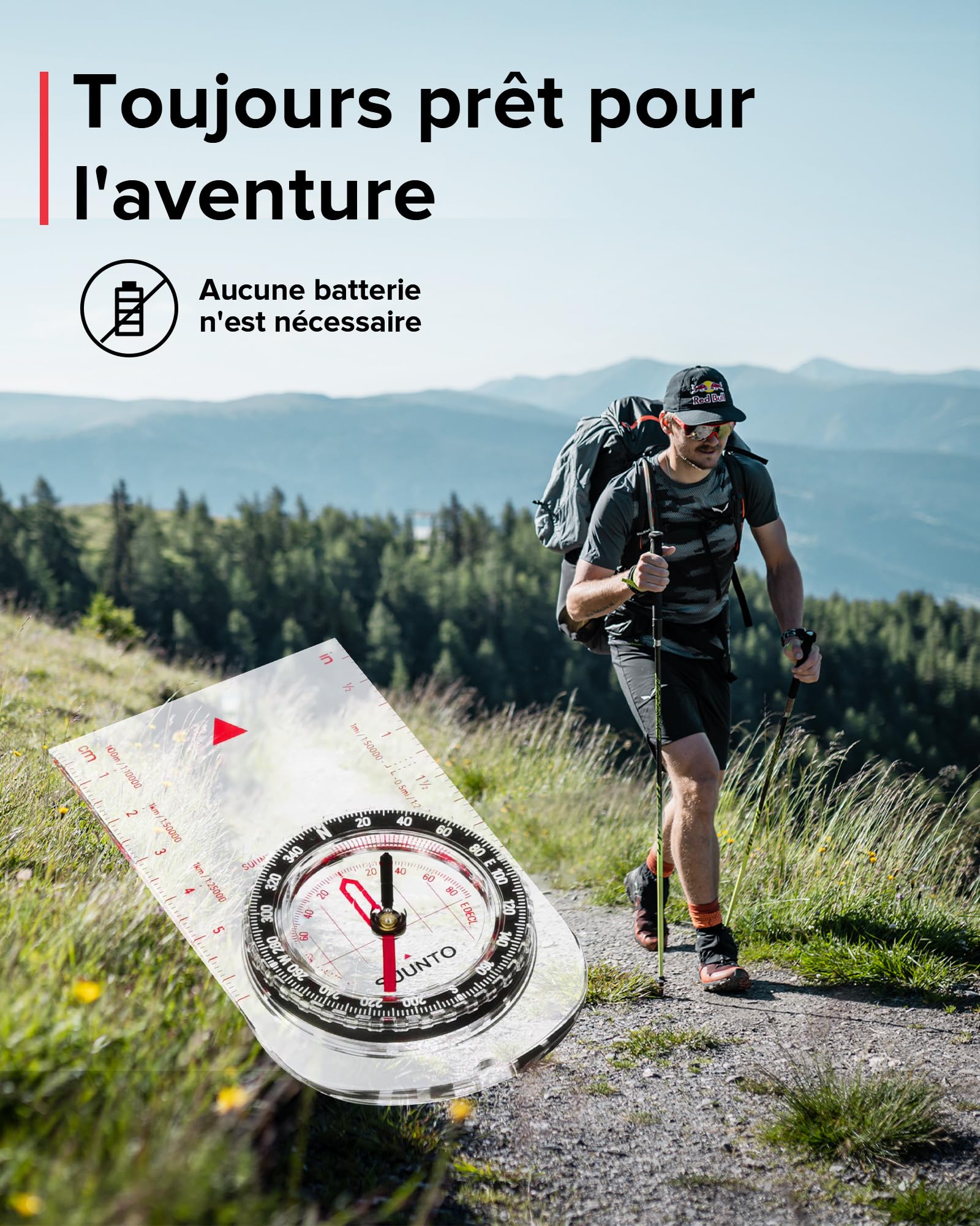 SUUNTO A-10 Boussole de Randonnée Robuste, Navigation Professionnelle, Compass d'Orientation avec Cordon, étanche, Déclinaison Réglable, pour Course Expédition Camping Survie