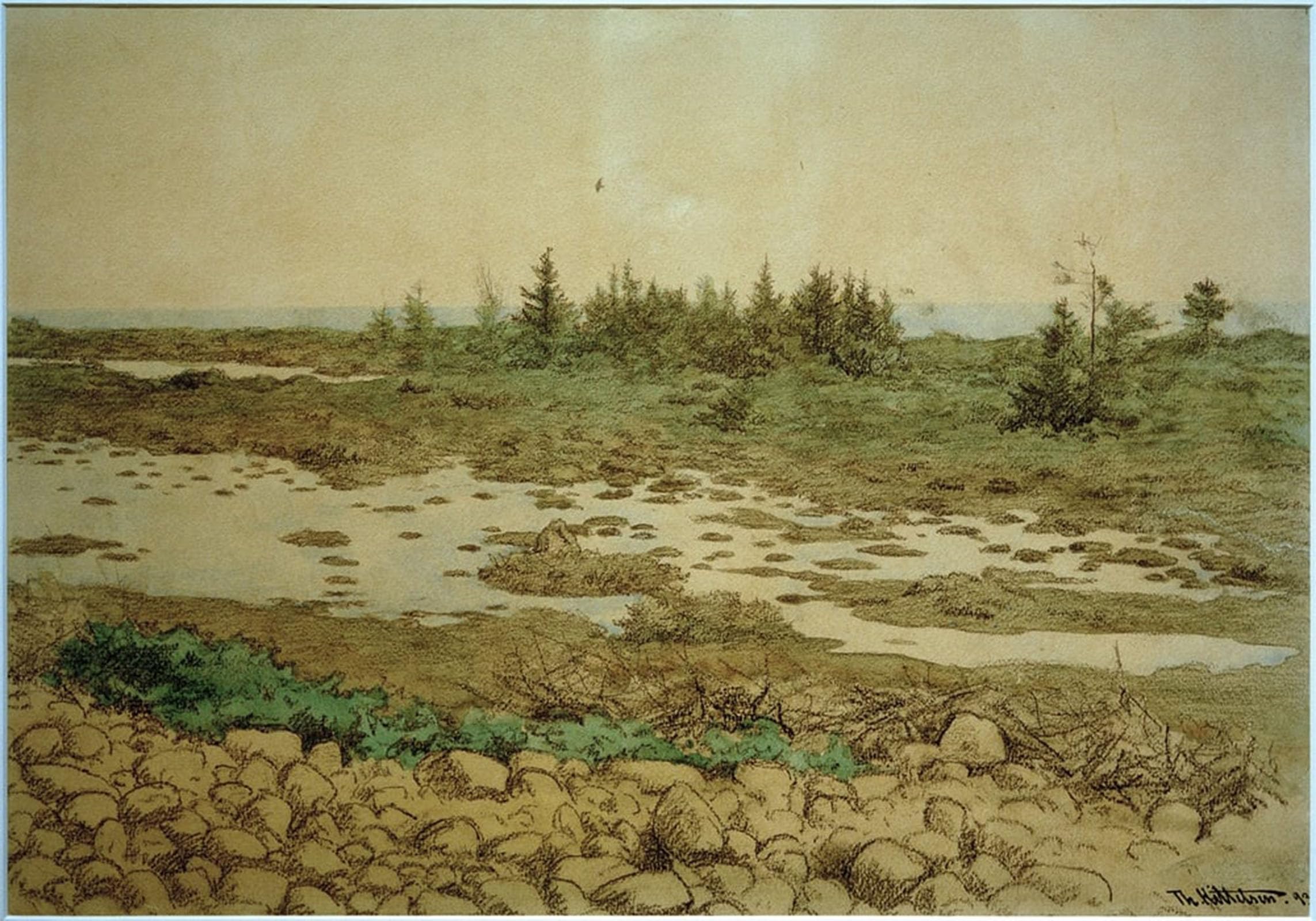 SERENDIPITP Retro Picture Poster Wall Art Pictures Painting Water and Bushes by Theodor Kittelsen Wall Art Canvas Print for Wall Decor 60x90cm