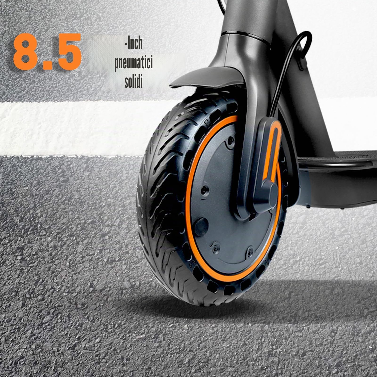 monopattino elettrico adulto,velocità massima di 25 km/h, autonomia di 30 km, doppio sistema frenante batteria 36 V 7.8 Ah-Orange Tempo libero e intrattenimento,