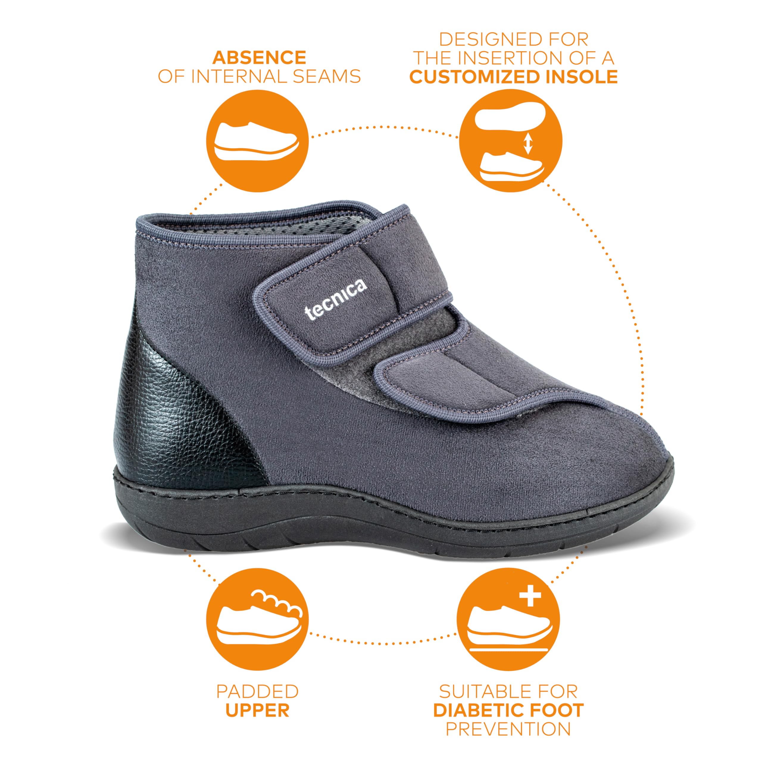 EXTRO STYLE - Scarpe Ortopediche Protettive Tecnica 1, per Riabilitazione e Recupero delle Funzioni del Piede, Tomaia in Microfibra e Suola Antiscivolo, Plantare Estraibile, Grigio