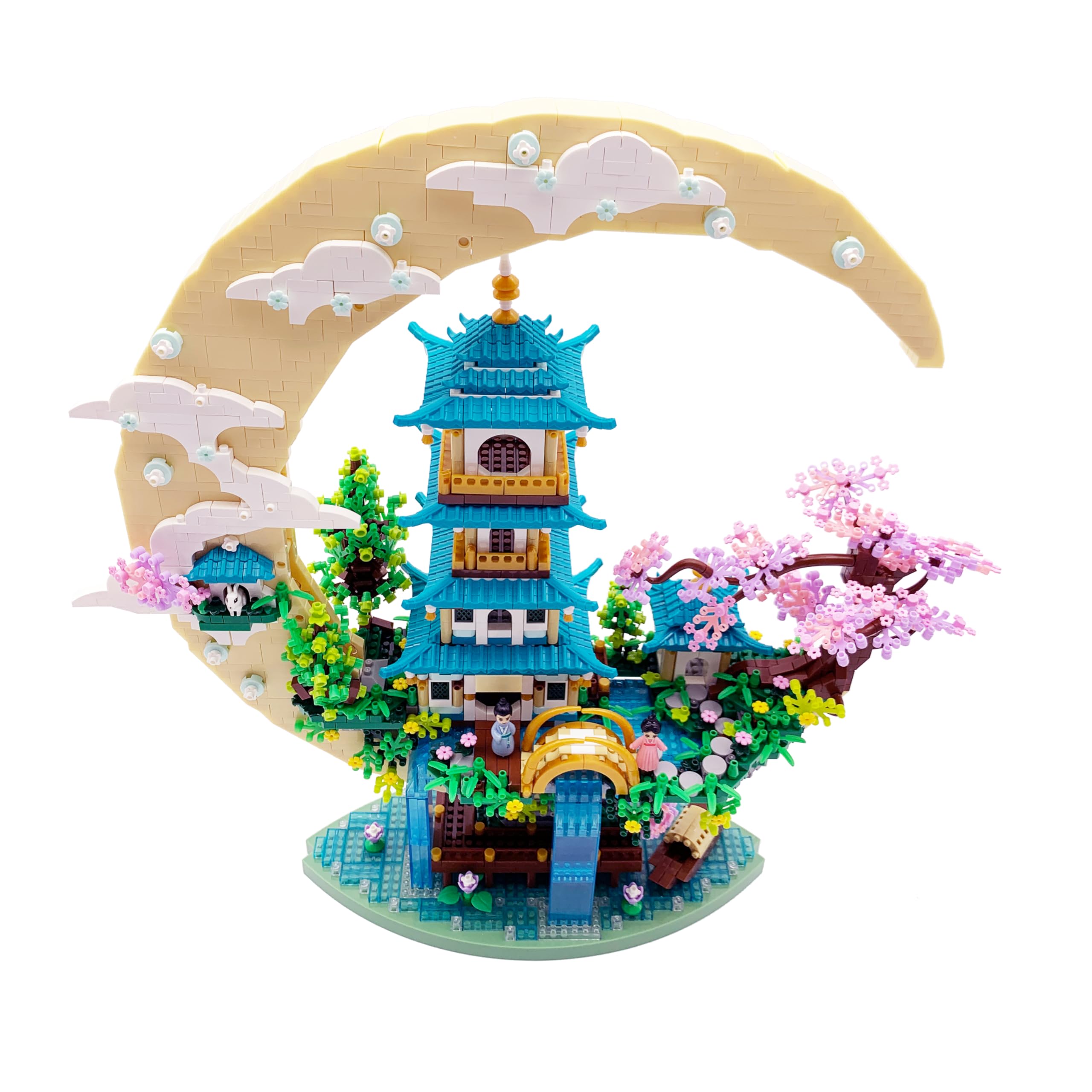 4288 PCS Cherry Blossom Tree Building Set for Adults Teens，Chinese Moon Palace Architecture Model，Micro Japanese Sakura Tree House, Mini Cherry Bonsai Tree Bricks, Creative Gift for Kids 14+