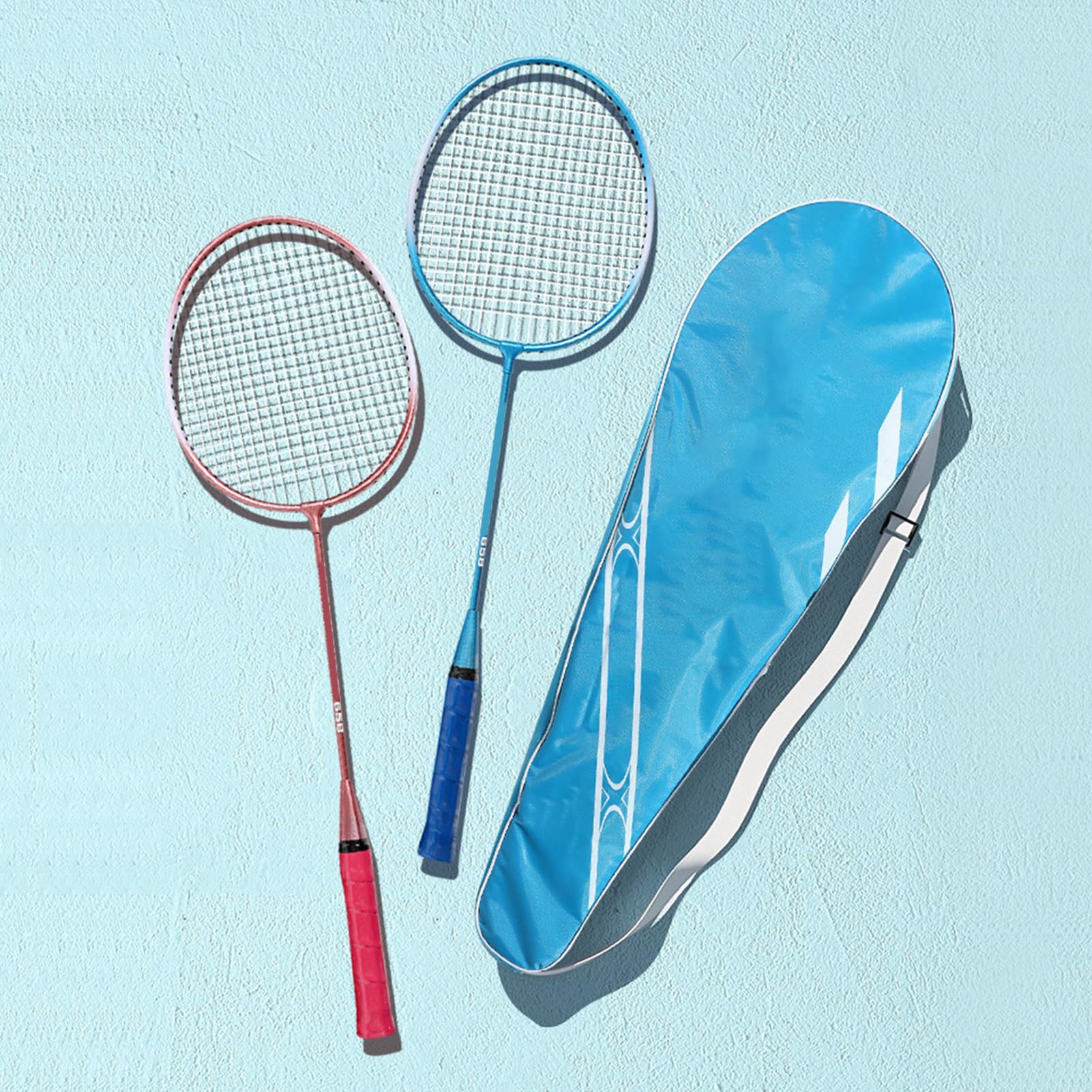 Badmintonschläger-Set, Badmintonschläger mit 3 Federbällen, Tragetasche für Outdoor-Hinterhofspiele