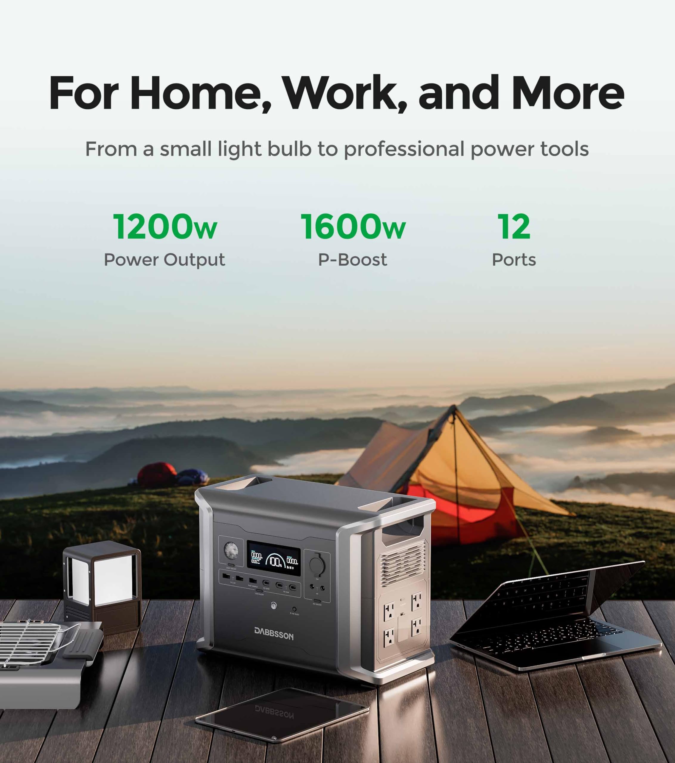 Amazon.co.jp: Dabbsson 半固体リン酸鉄ポータブル電源 大容量 DBS1300