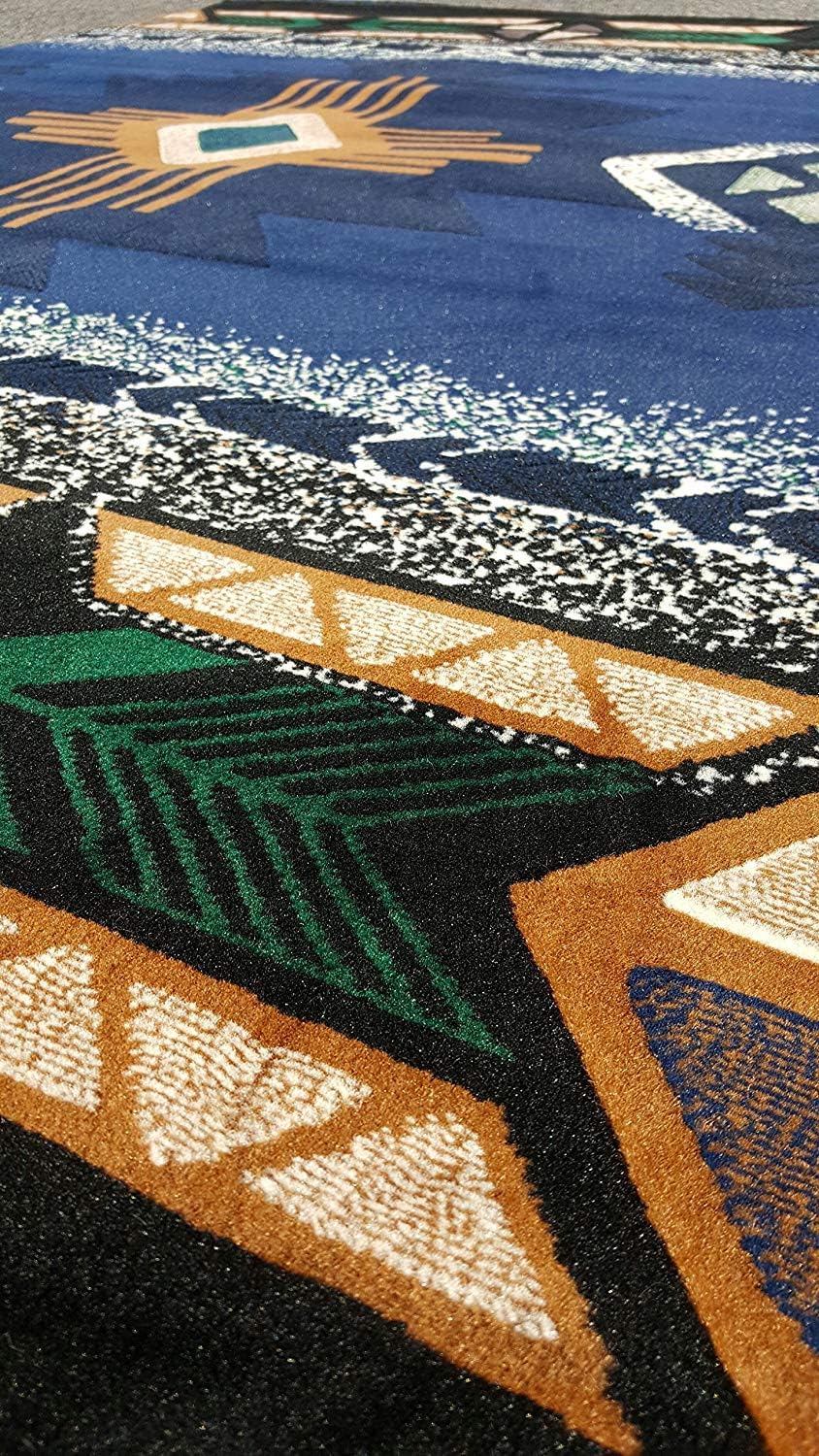 Southwest Native American Navajo Aztec Tribal Indian Navy Blue Carpet Area Rug (2 Feet X 3 Feet)