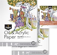 Castle Art Supplies 11" x 14" Acrylic & Oil Paper Pad, Pack of 2, 20 Sheets Each, Optimal Thickness (350 gsm, Fine Grain, Linen Texture, Artist Quality (11 x 14, 2 Pack)