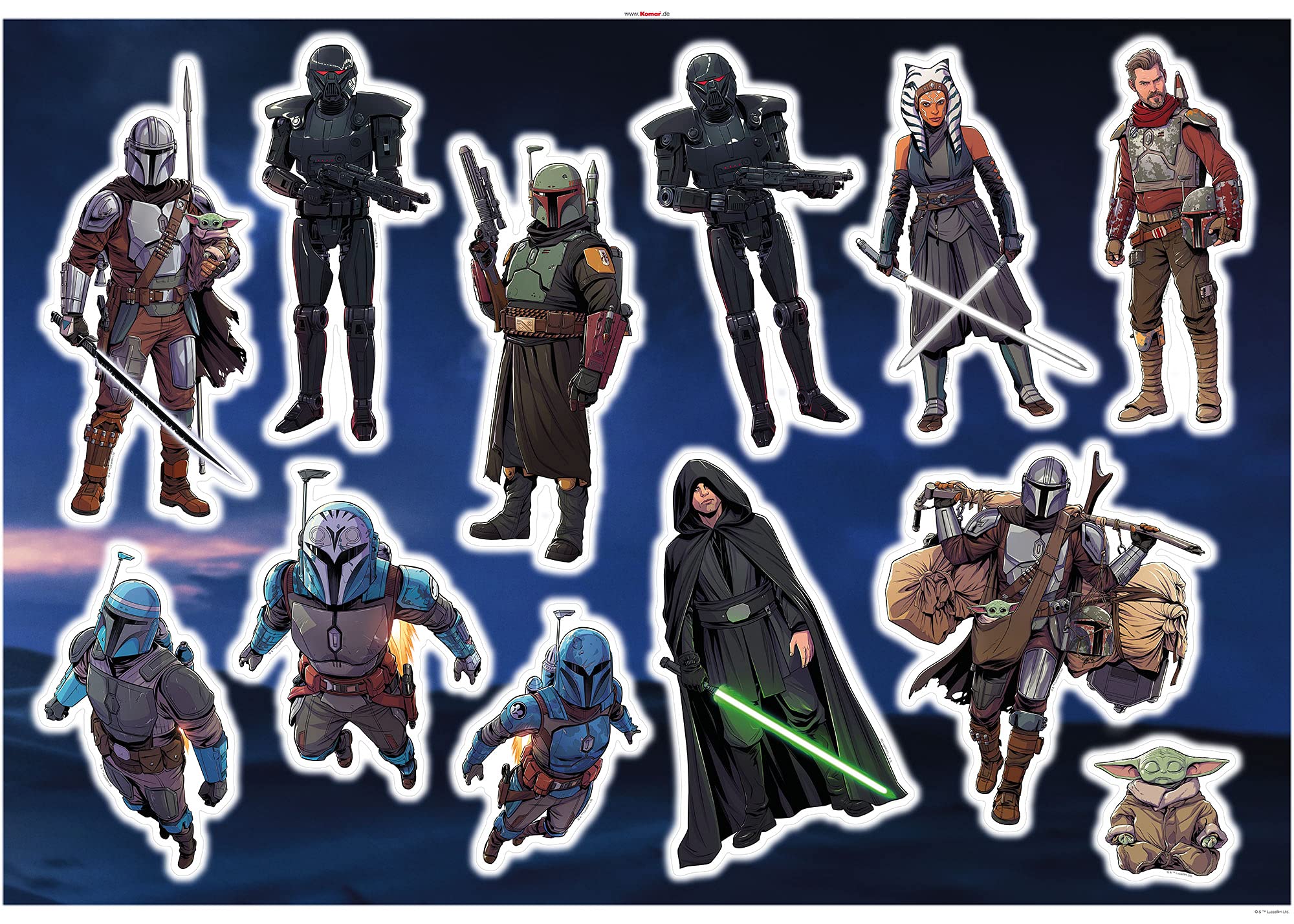 Komar Star Wars Wall Sticker Mandalorian Iconic Figures, 100 x 70 cm (Width x Height), 12 Pieces, Decorative Stickers - Image 2