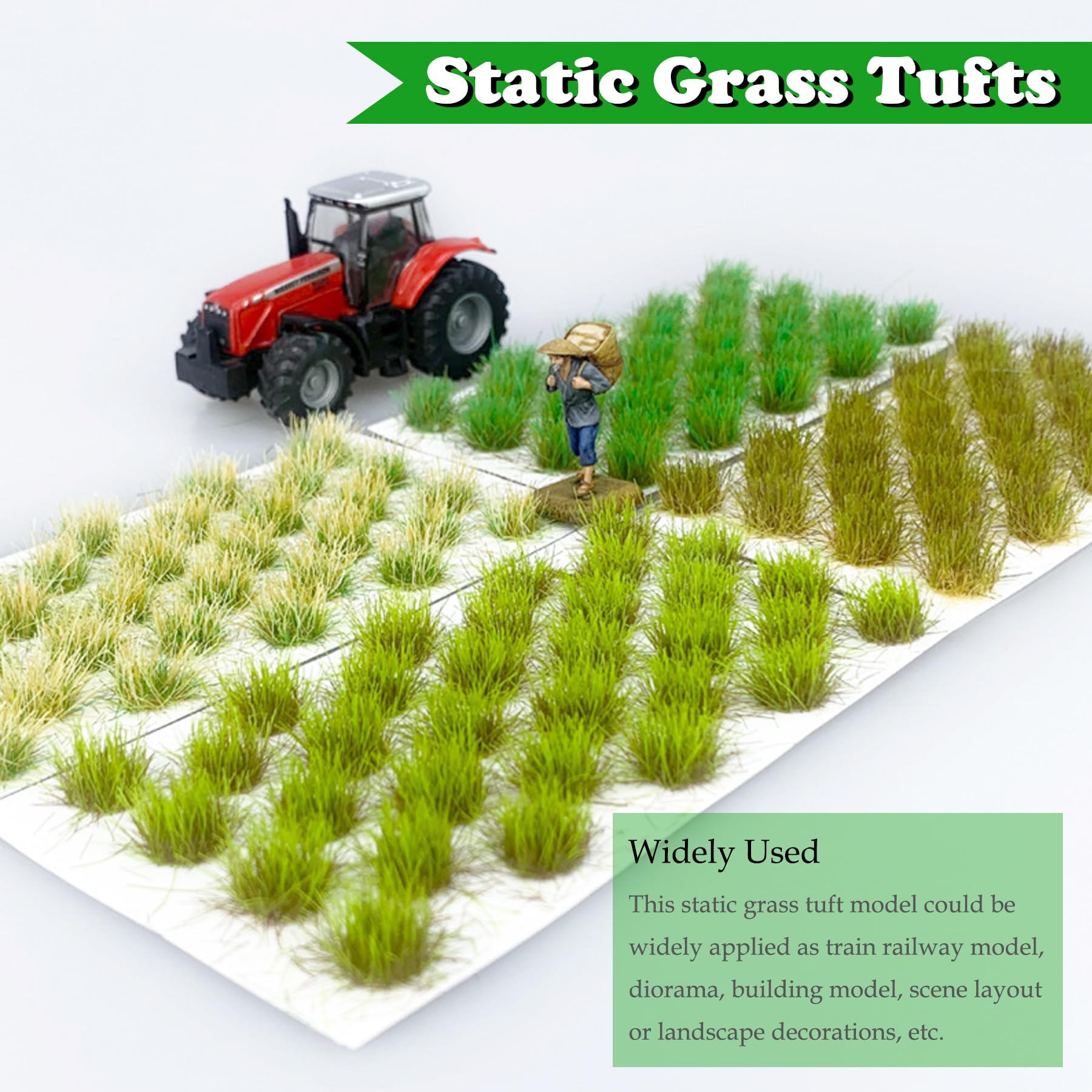 Woohome 32 PCS Modèle Arbres Gazon Lichen Touffes D’Herbe Statique Verte Pour Train Miniature Paysage Diorama