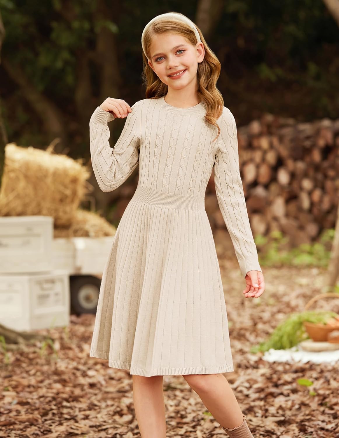 GRACE KARIN Girls Sweater Dress Long Sleeve Knit A Line Casual Midi Fall Winter Dresses 6-12 Years - Image 6