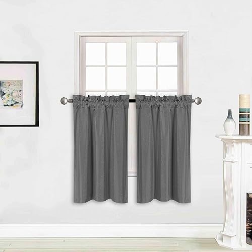 Better Home Style - Cortina aislante para ventana, 2 paneles, 100% opaca, paneles cortos para cocina, baño o cualquier ventana pequeña
