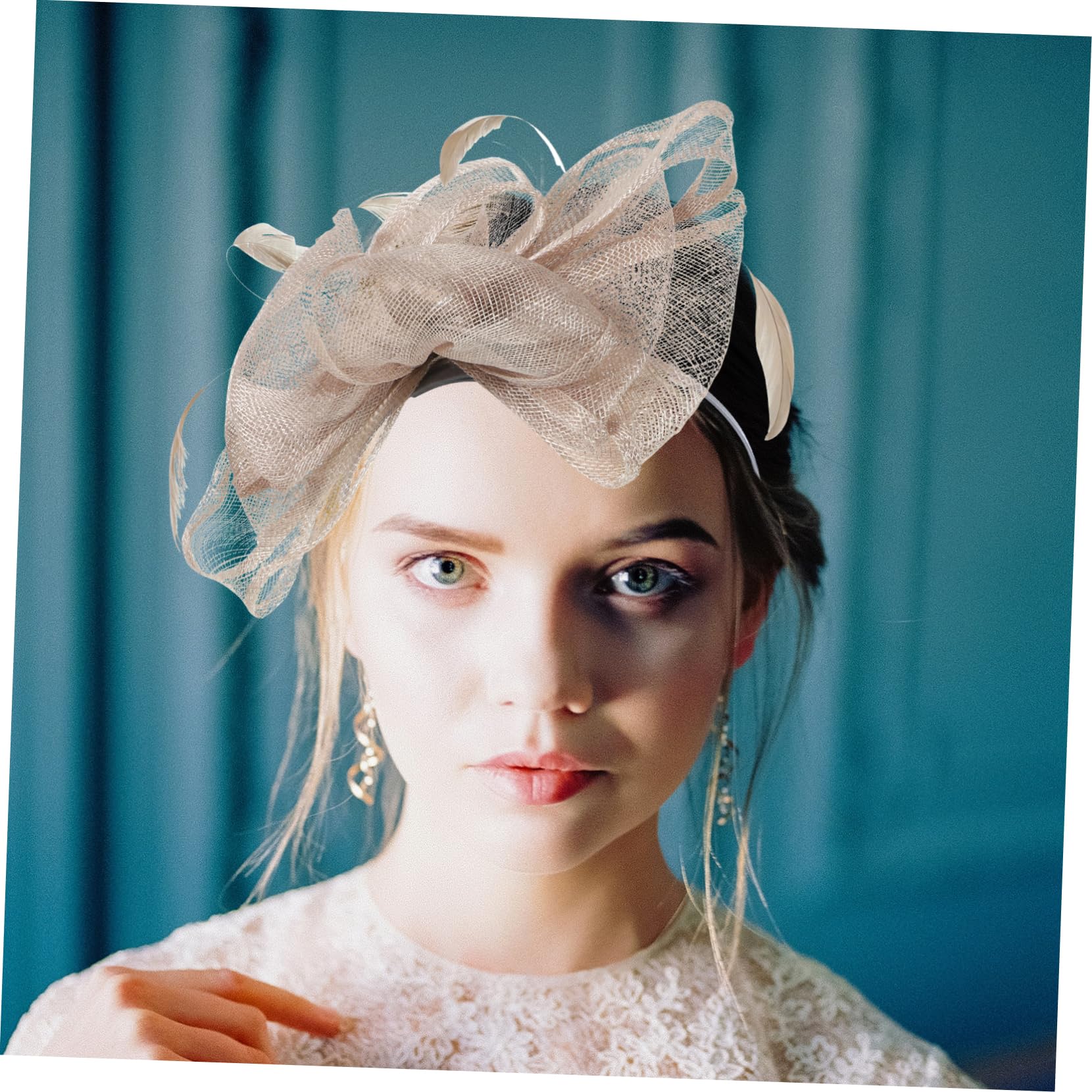 ABOOFAN 2 Piezas Diadema Nupcial Tocado Diadema De Malla Diadema Con Lazo Para Mujer Iglesia Derby Ropa De Fiesta Tops Tocados Clip Para El Pelo Horquilla Sombrero Damas Fascinator