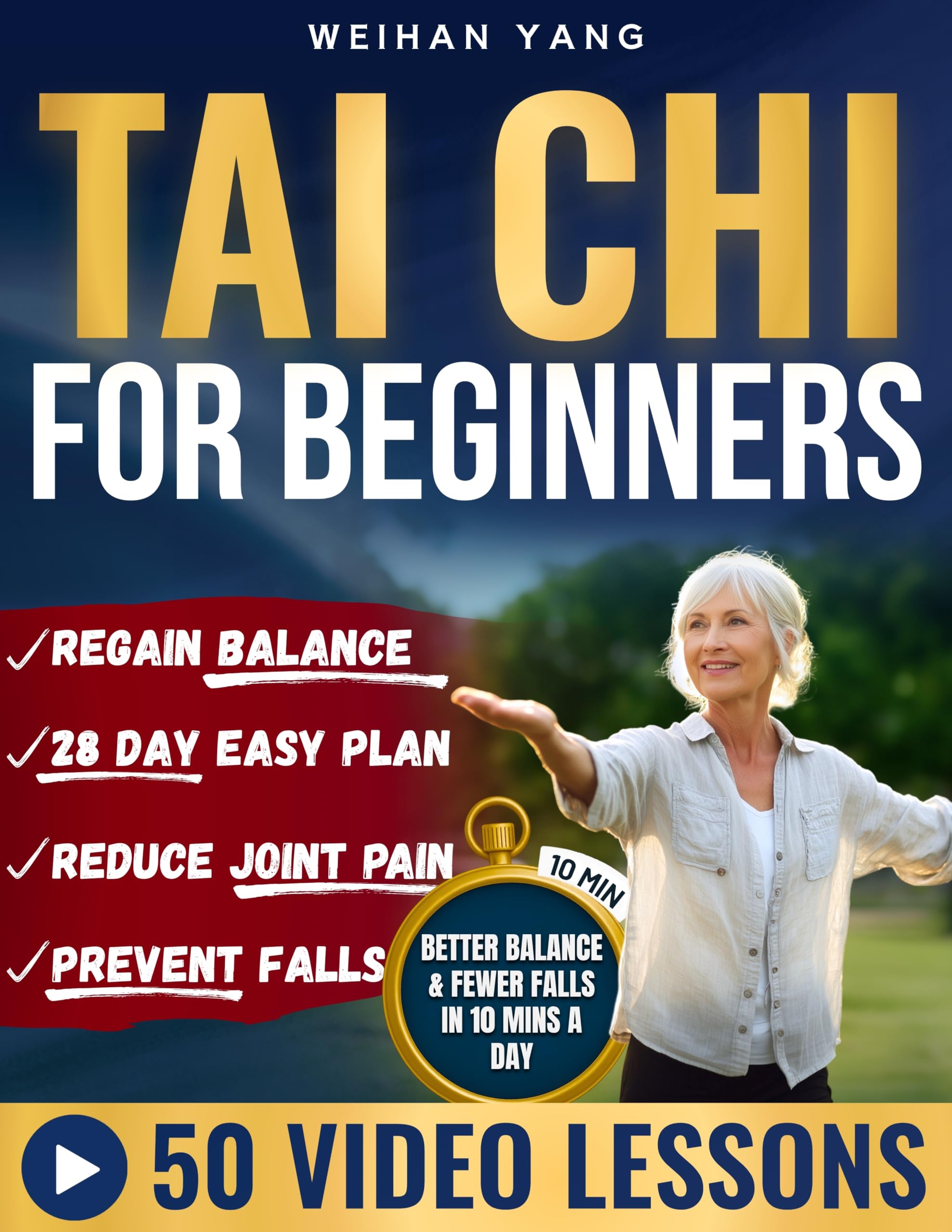 Tai Chi Made Easy For Beginners: Simple Chair, Wall & Standing Exercises For Fall Prevention & Balance - 10 Minute Daily Routines - Senior Friendly Large Print With Step-By-Step Pictures & 50+ Videos