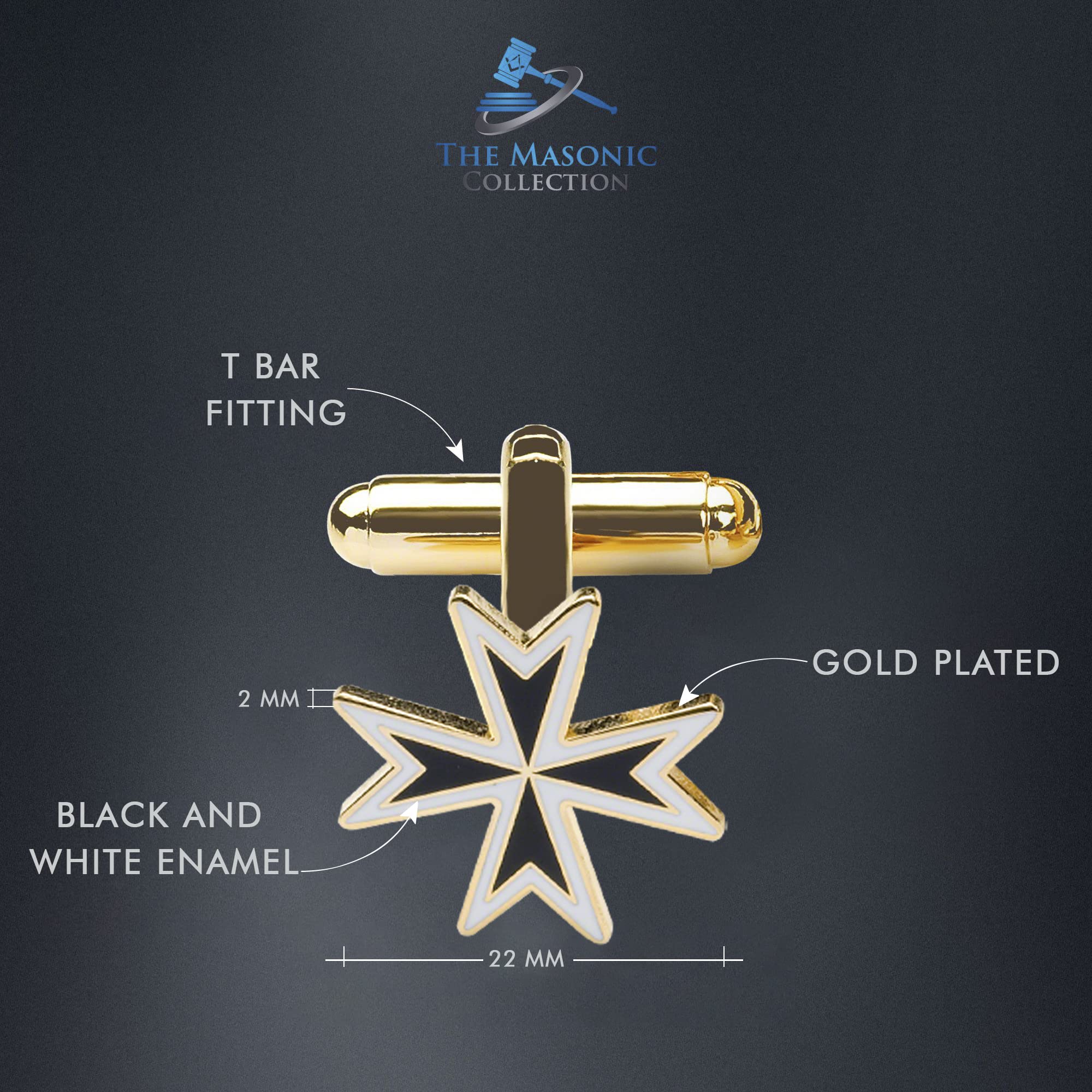Masonic Maltese Cross Gemelli