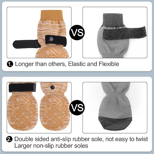 Miniatura 9 de BEAUTYZOO Calcetines para perros para evitar que se laman los suelos de madera dura, calcetines para perros pequeños, medianos y grandes, puños de