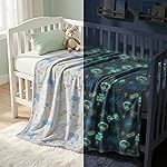 BSB HOME Glow in The Dark Kids Blanket, Soft Flannel Fleece Luminous Blanket for Boys & Girls, Cozy Lightweight Kids Throw for Bed – 30 x 40 in (76 x 102 cm) (Game On Theme – Light Grey)