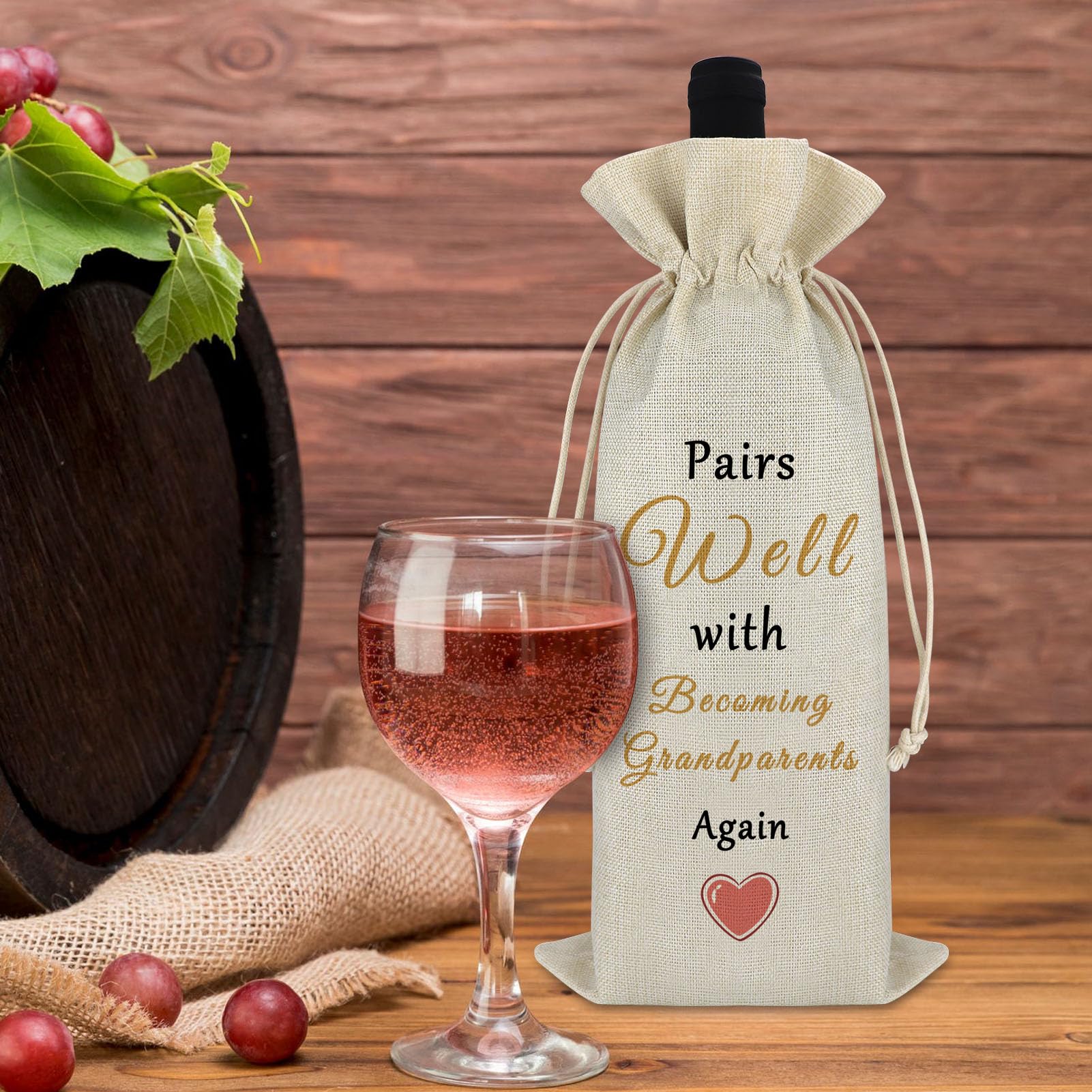 Gfhzdmf Regalo de anuncio de embarazo para abuelos, regalo de revelación de bebé, regalo de nuevo bebé, anuncio de bebé, bolsa de vino con cordón, regalo para familia, baby shower, fiesta, decoración