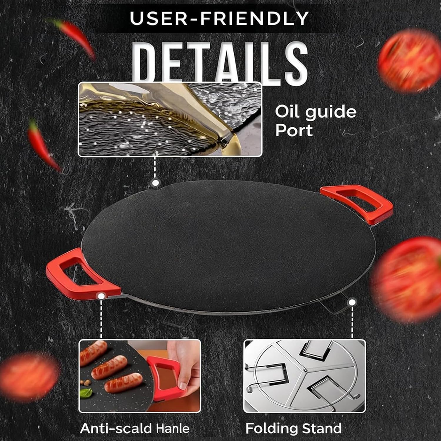 Non-stick electric grill pan, portable Korean BBQ, adjustable temperature, suitable for steaks, burgers, and grilling(14.2 inch)