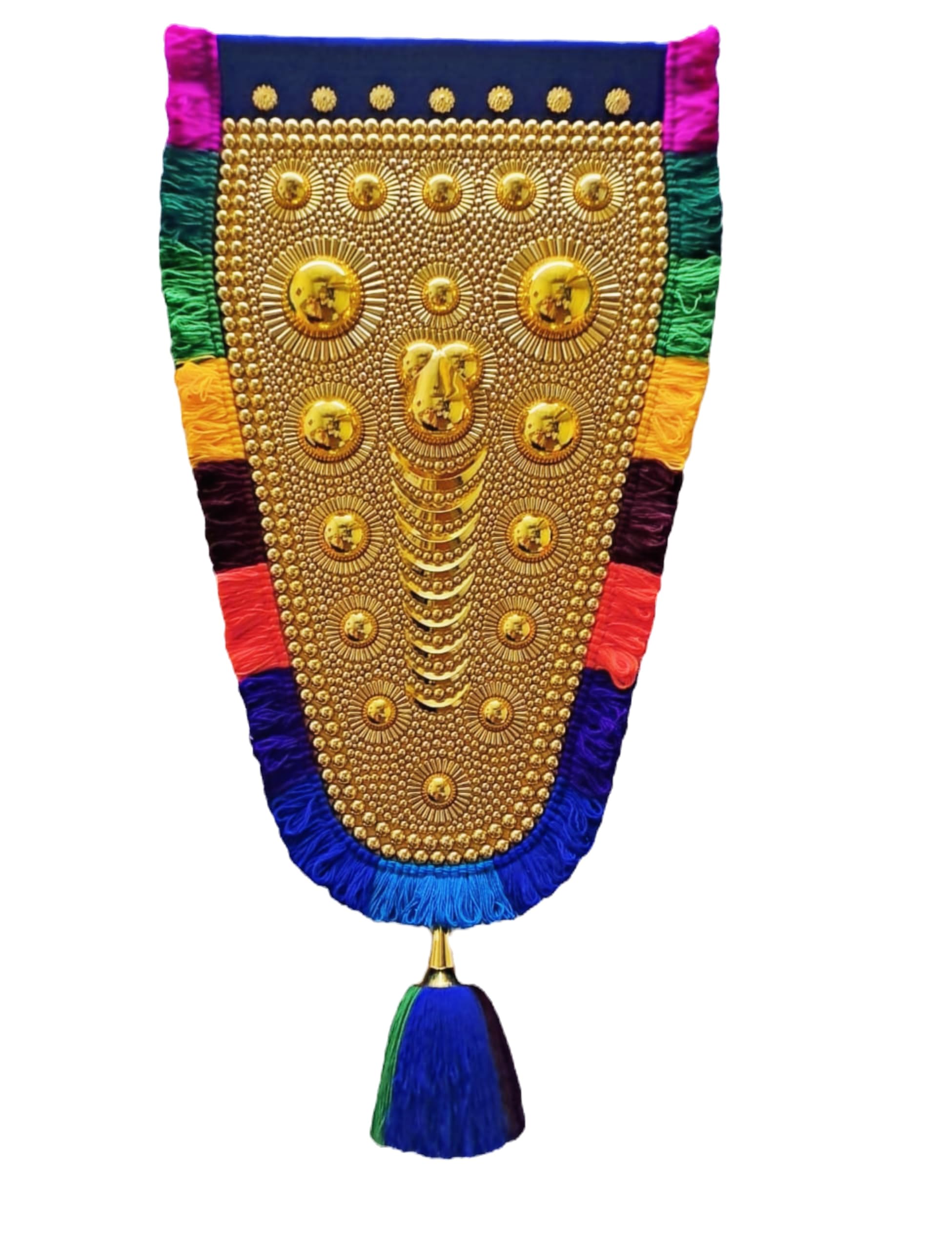 OAK N' OAK | 3 FEET(Dimension of The Ornamental Area) | Traditional Gold Plated Ornamental Decorative Wall Hanging nettipattam (Caparison) by artisans from Kerala