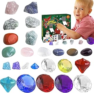 Advent Calendar 2023-24Days Countdown to Christmas Calendar - Natural Mineral Rock Gemstone Advent Calendars, Christmas Party Supplies Scientific Gift for Kids Beeby
