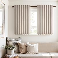 Vista 42 de Topfinel Cortinas Opacas y Cortinajes Marfil Crema de 84 Pulgadas de Largo, Beige con Pliegues Pinzados Completamente Opacas de Lino Natural