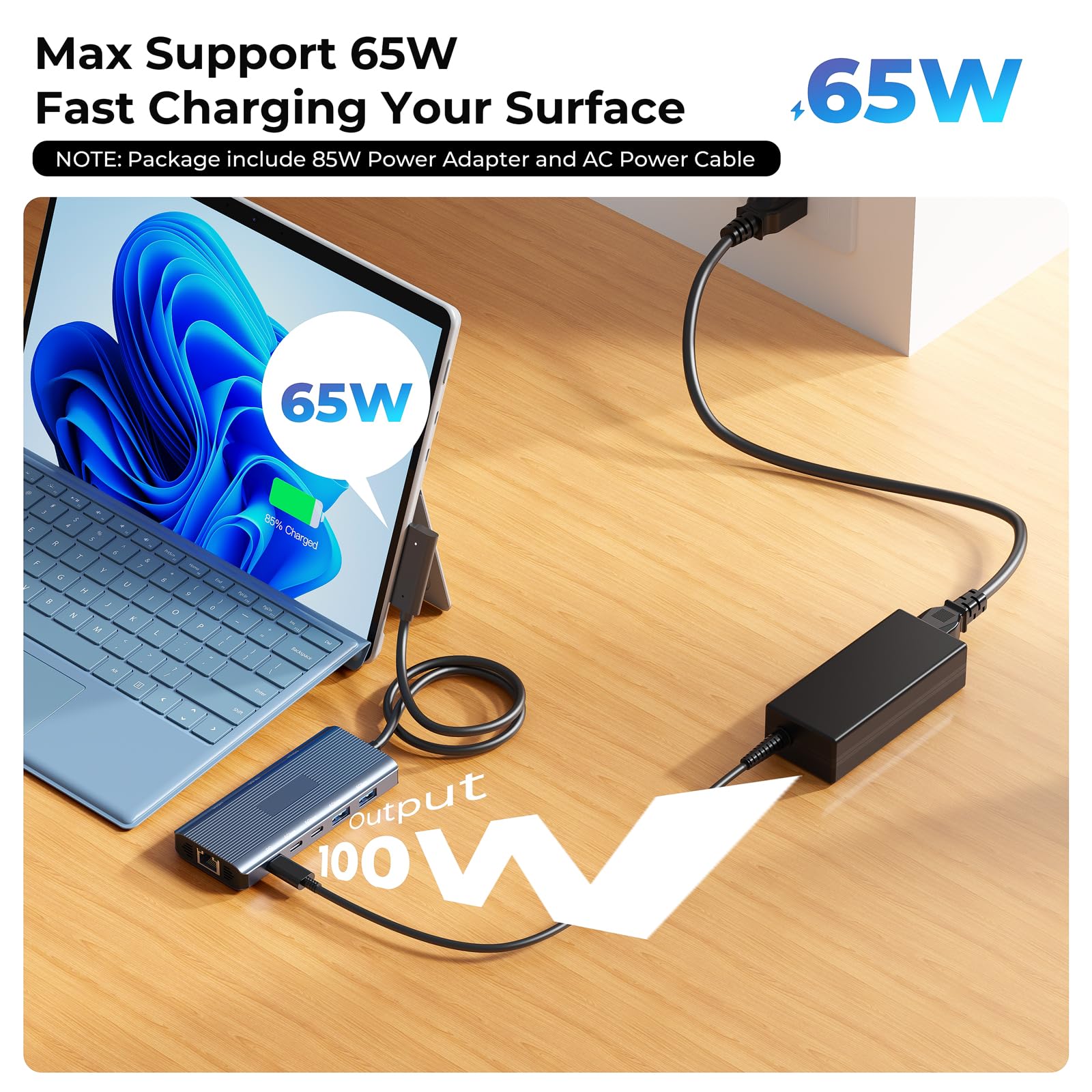 Nouvelle station d'accueil Surface, station d'accueil 11 en 1 MS avec 4K @ 60 Hz HDMI, hub de surface portable pour Surface Pro 11/10/9/8/X/7/6/5/4/3, Surface Laptop 6/5/4/3/2/1, Laptop Go 3/2/1