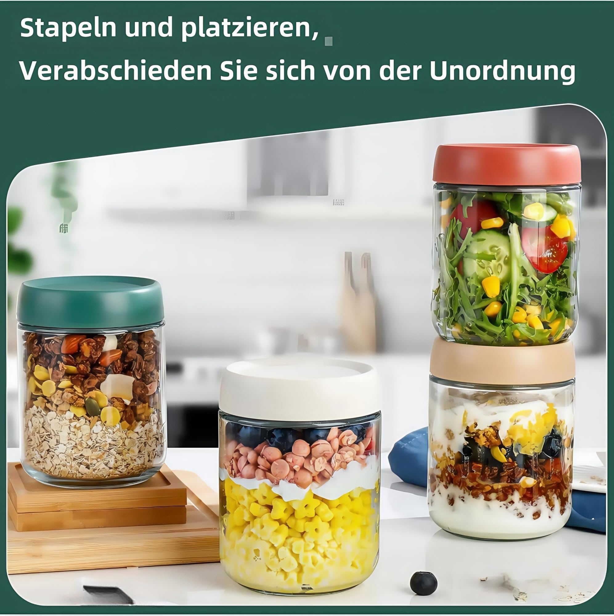 6 Bocaux En Verre Hermétiques Avec Couvercles - 300ml Et 480ml + Étiquettes