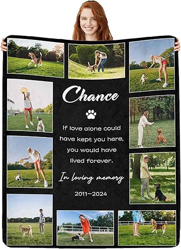 Manta personalizada para perros, manta conmemorativa personalizada para mascotas en memoria de perro, manta de fotos  Regalos conmemorativos para