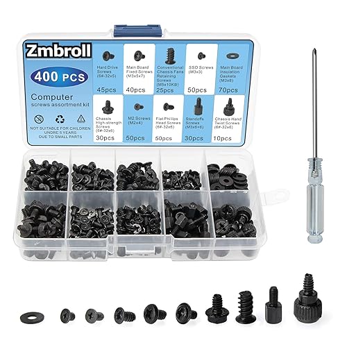 400 piezas Tornillos de computadora Kit de separadores SSD Tornillo para placa base universal PC Caja de computadora Ventilador de tornillo CD-ROM