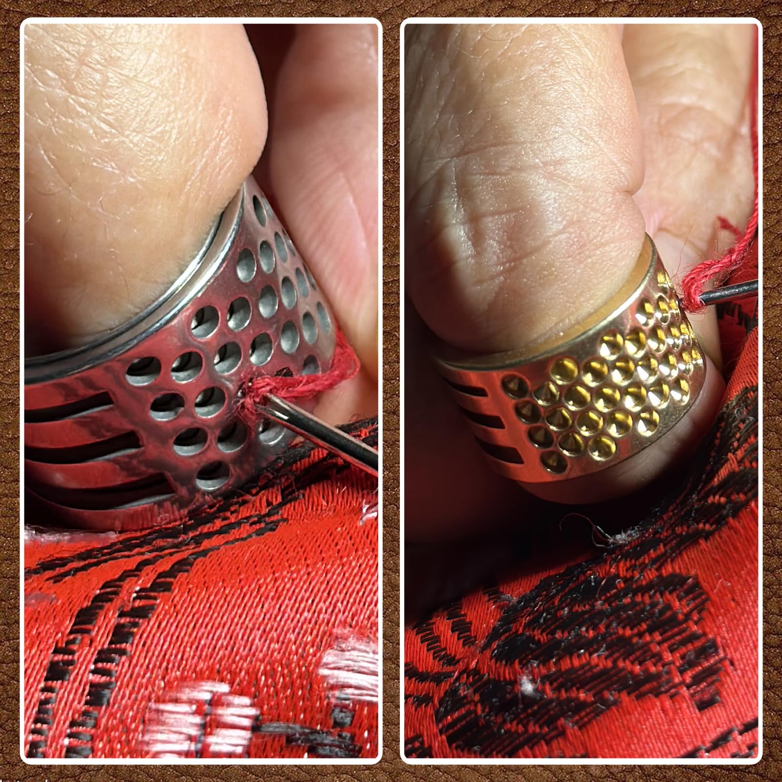 Dedal de costura premium (2 piezas) para coser a mano, acolchado y tejer, protectores de dedos de metal de alta calidad