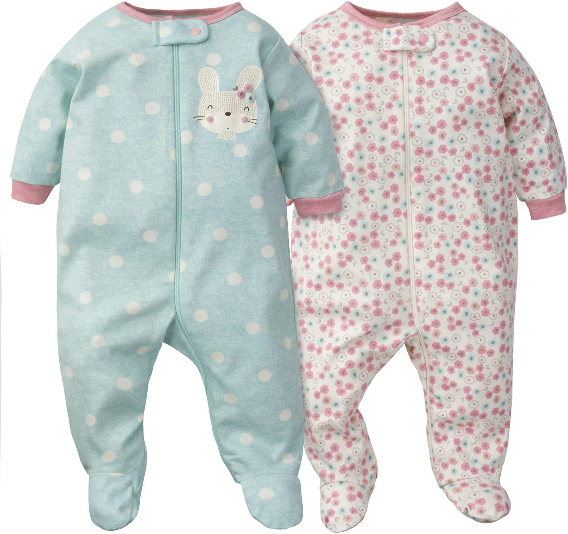 Gerber Baby Girls 2-pack Sleep 'N Play Baby and Toddler Sleepers (pack of 2)