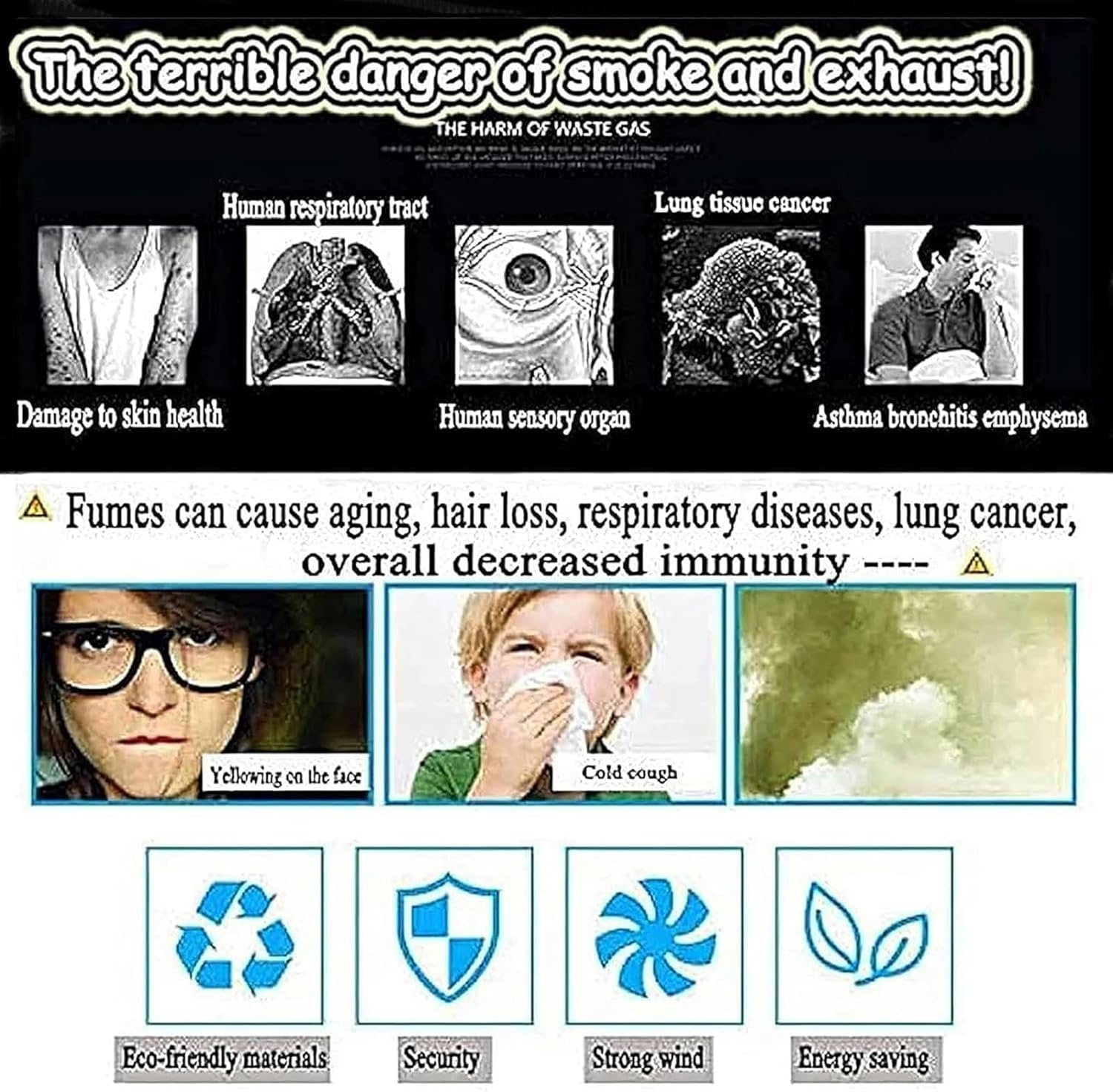 AMNOOL 60W Chimney Ventilation Fans, Chimney Fireplace Fan, Induced Draft Fan for Chimney, Household Roof Chimney Exhaust Smoke Machine-1