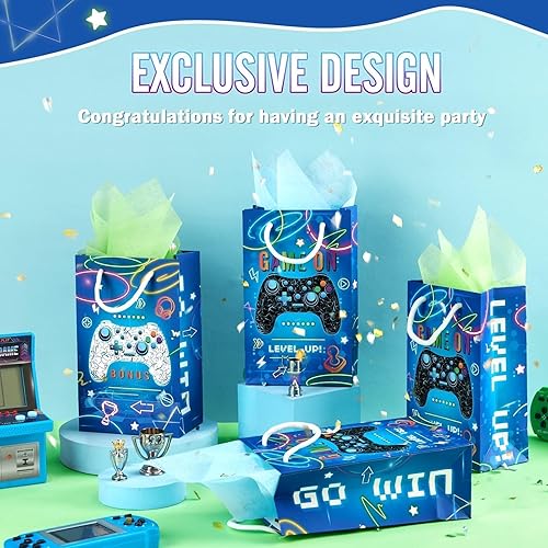 Miniatura 2 de Bolsas de regalo para fiestas de videojuegos, 16 piezas, suministros para fiestas de cumpleaños con asas, para niños, para decoración de fiestas
