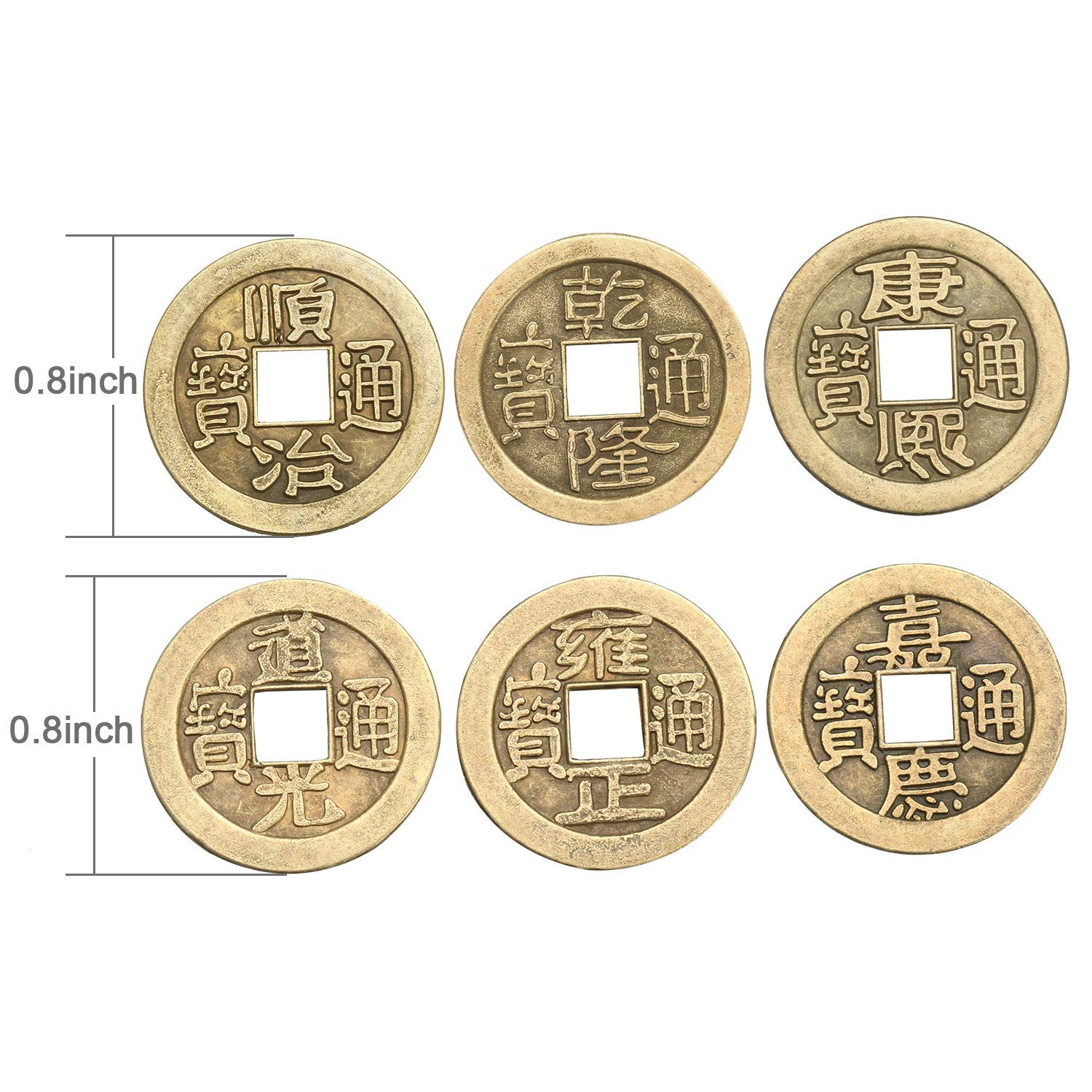200 Pezzi Monete Feng Shui Cinesi Monete di Buona Fortuna Monete I-Ching per Salute e Ricchezza, 2 cm