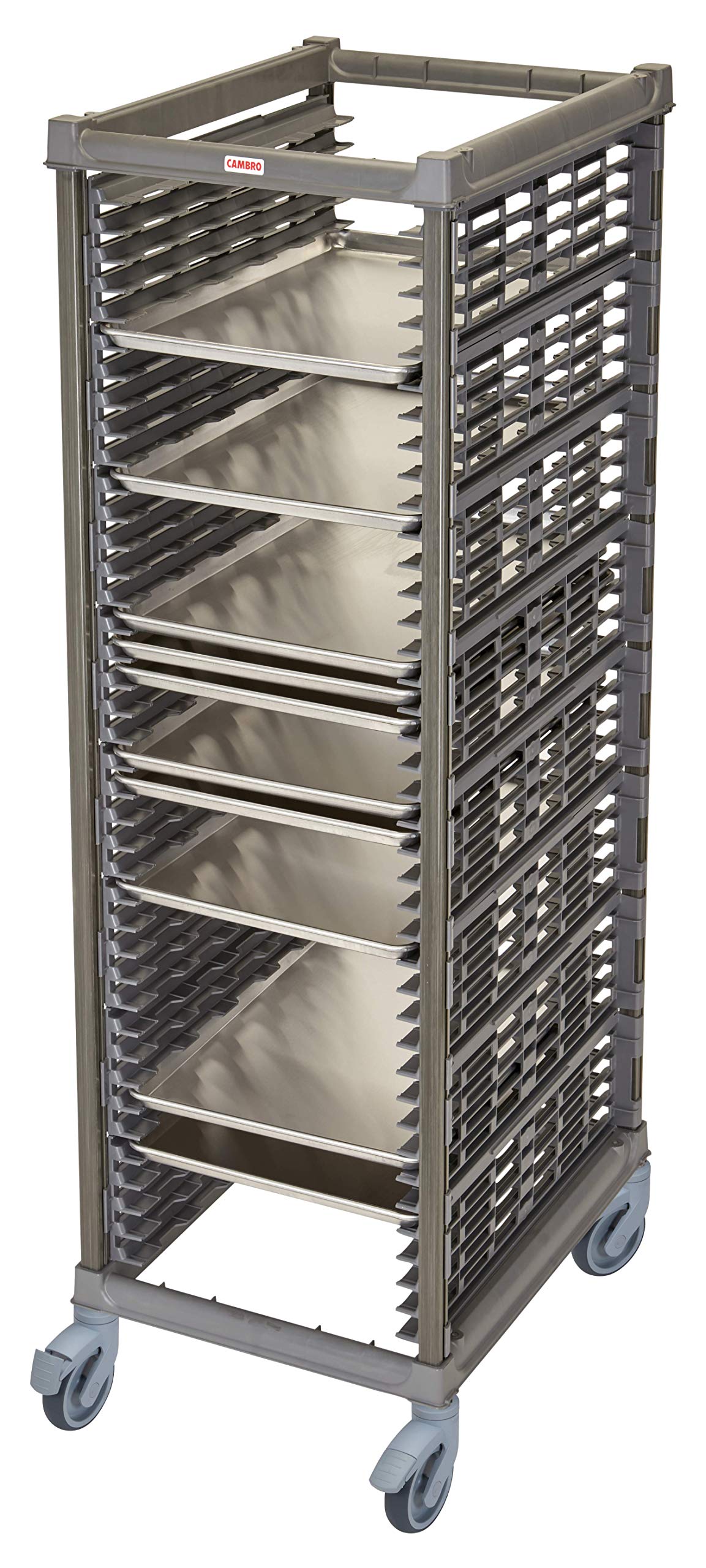 Camshelving Ultimate Sheet Pan Rack - Full Size 40 Pan Capacity with Plastic Casters - Brushed Graphite Case of by Cambro – Plastic, Gray, Model UPR1826FP40580