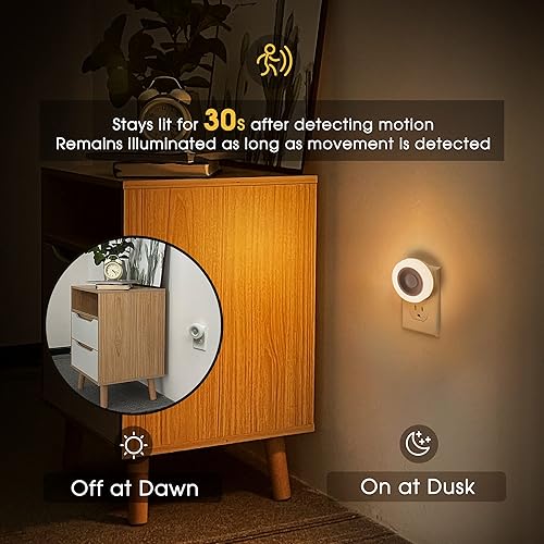 Miniatura 3 de Briignite Luz nocturna con sensor de movimiento, luces nocturnas enchufables a la pared, luz nocturna de activación de movimiento de