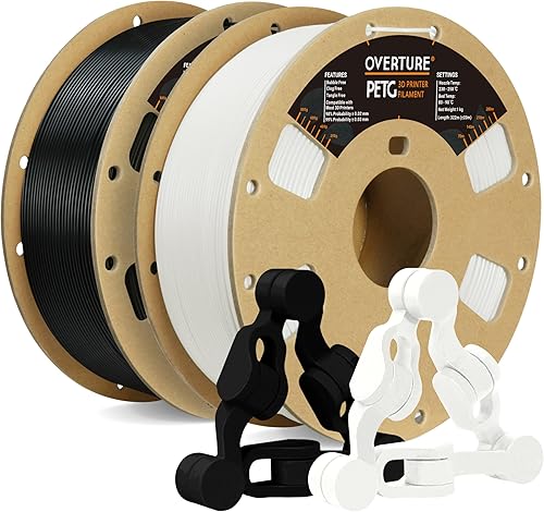 Overture Petg - Filamento de 0.07 pulgadas con superficie de construcción 3D 7.87 x 7.87 pulgadas, consumibles para impresora 3D, carrete de 2.2