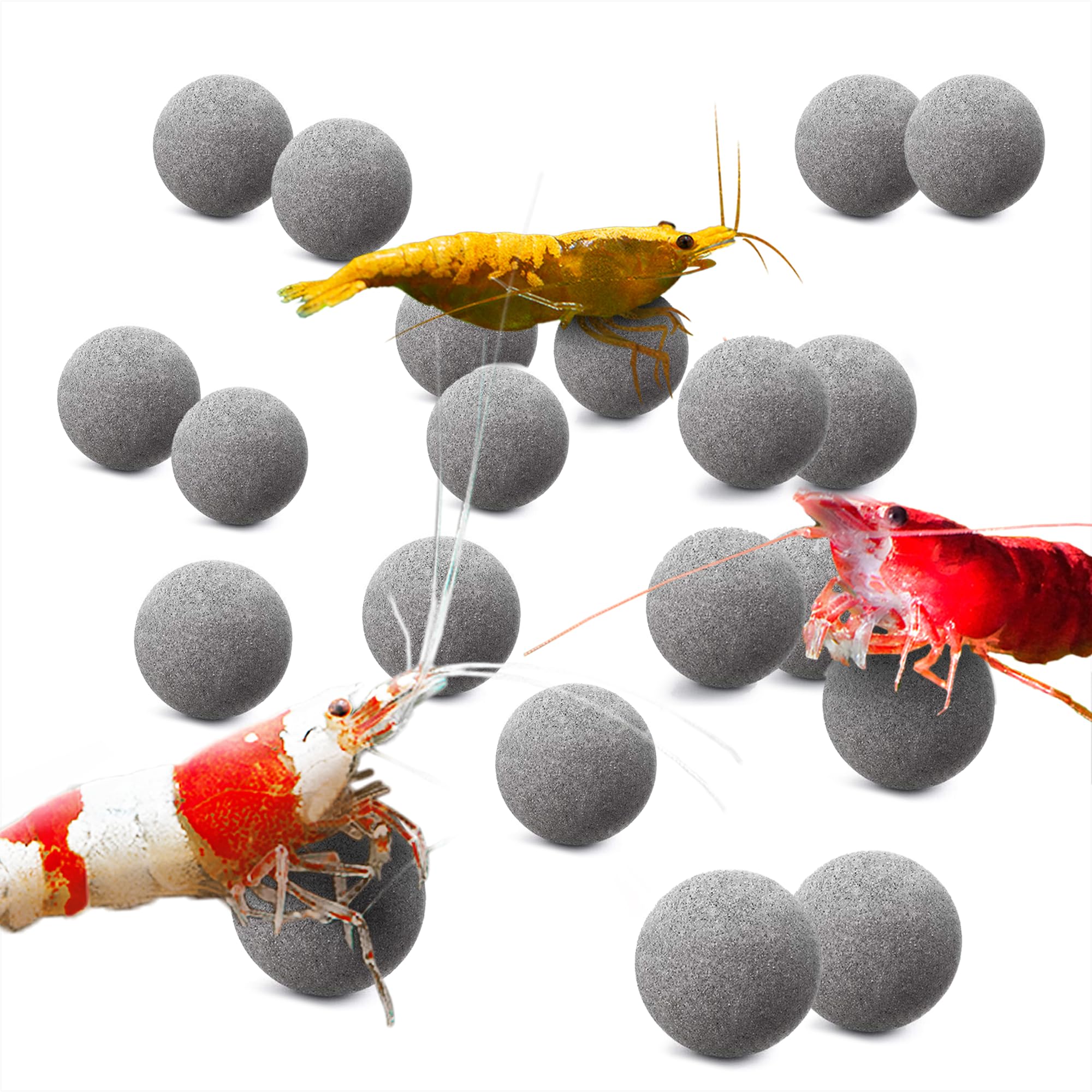 SunGrow Shrimp Aquarium Decor Balls, Freshwater Tank Ornamental Stones, Shedding Assistance, Tank Enhancement, Ideal for Crayfish, Lobsters, and Snails 0.4", 20 Pcs