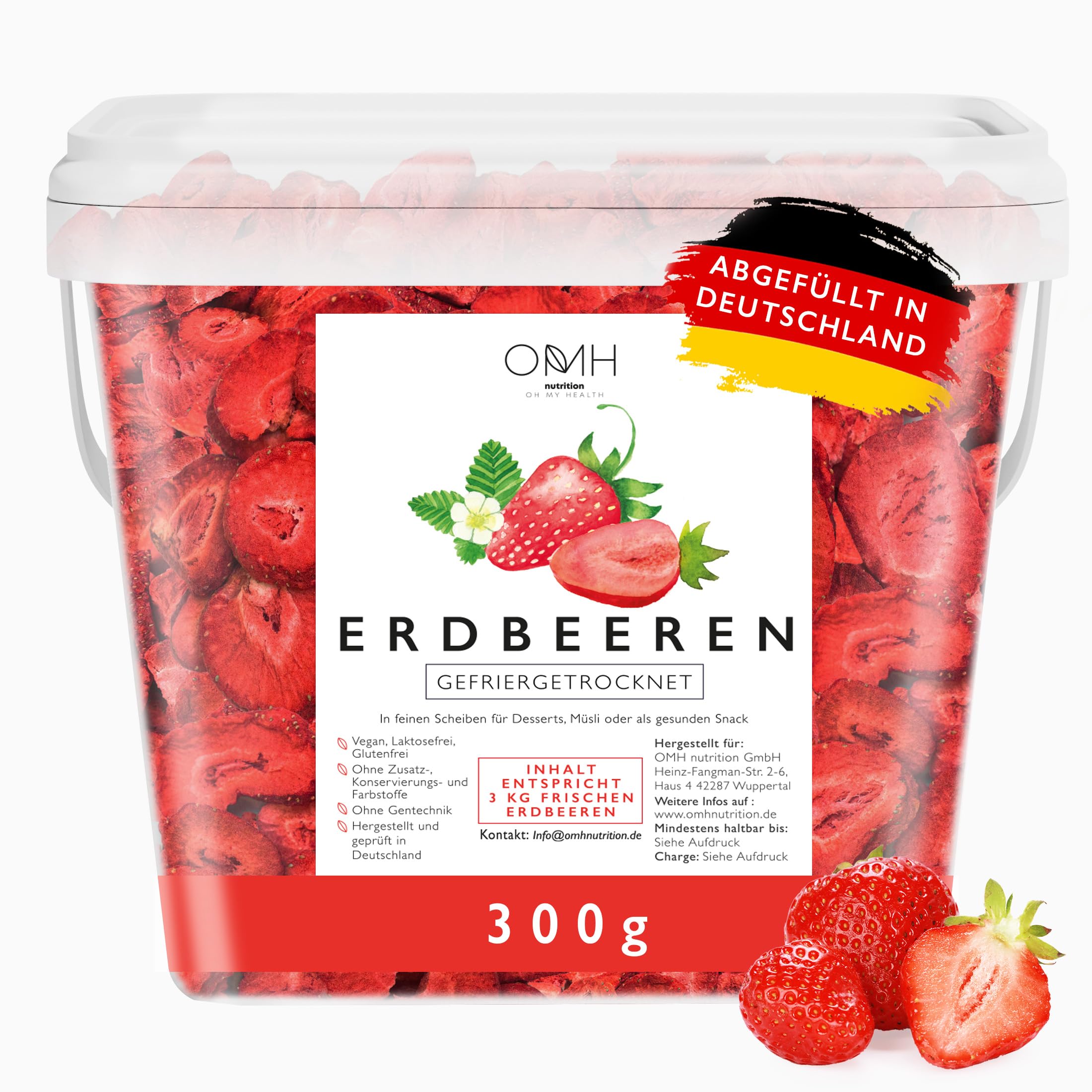 Erdbeeren gefriergetrocknet in Scheiben 300g gefriergetrocknete Früchte frei von Zuckerzusatz und Zusatzstoffen Deutschland