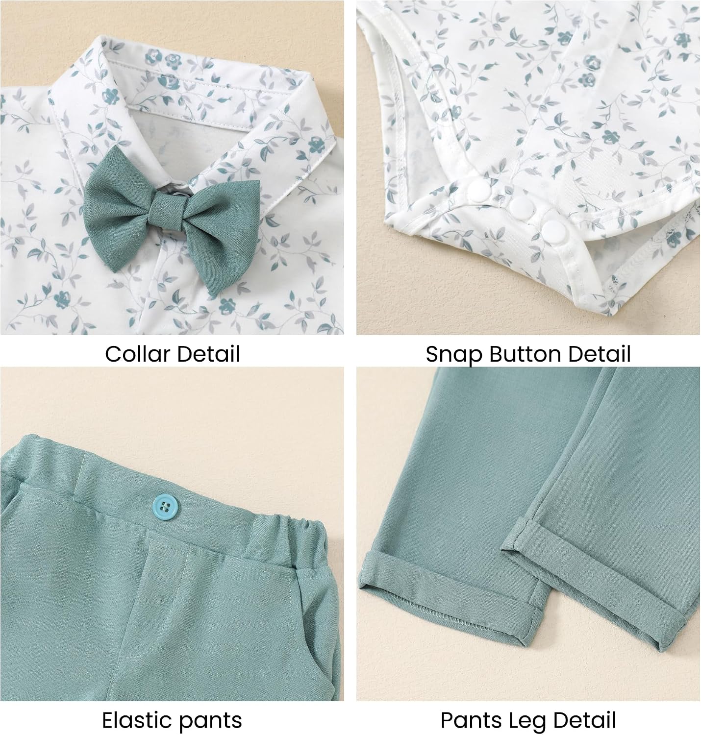 YALLET Baby Boy Clothes Suit Infant Boy Wedding Christening Outfits, 4Pcs Set Easter Baptism Outfits for Boys 0-24 Months