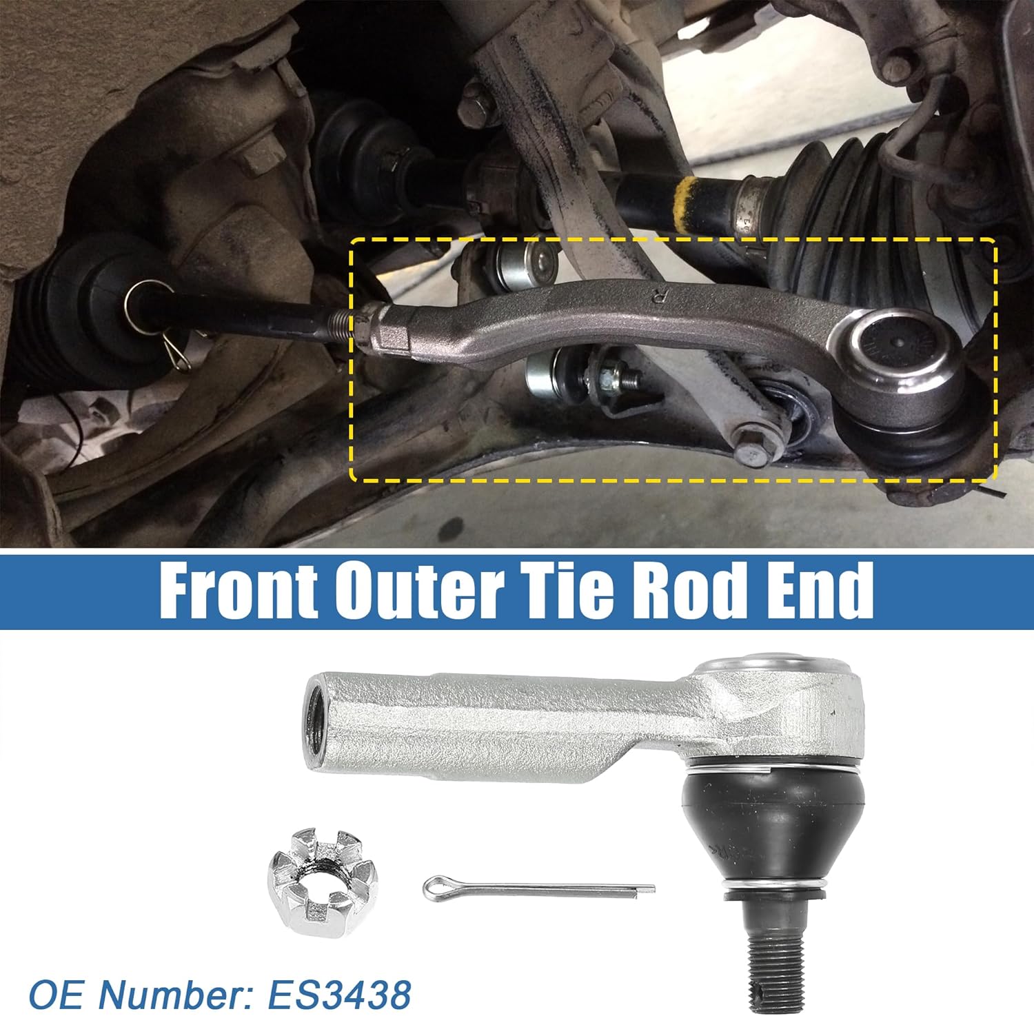X AUTOHAUX 2pcs Front Outer Tie Rod End Links Steering Tie Rod End Suspension Kit for INFINITI I30 I35 for Nissan Altima Maxima 240SX ES3438