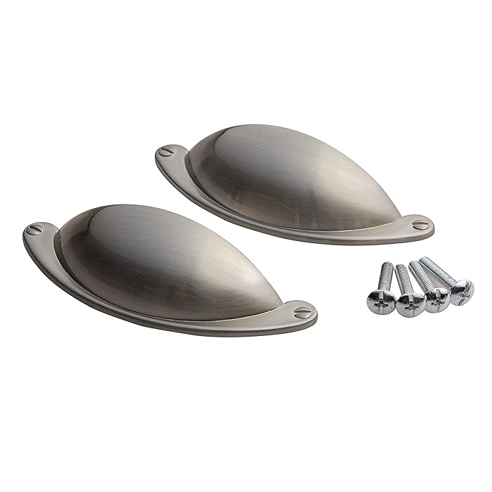 Buy Harmac House 2 x Brushed Nickel Cup Pull Door Or Drawer Handles Shaker Kitchen