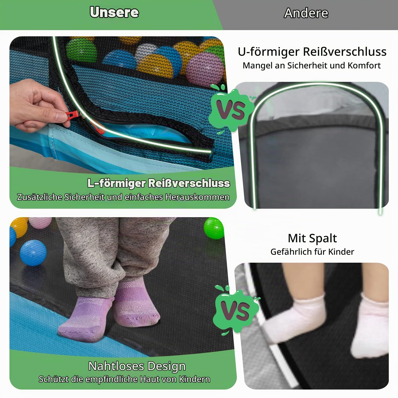 GOPLUS 3 in 1 Kindertrampolin, 190x124x222 cm Gartentrampolin Set mit Schaukel & Horizontalstange, Outdoortrampolin mit Sicherheitsnetz & Randabdeckung