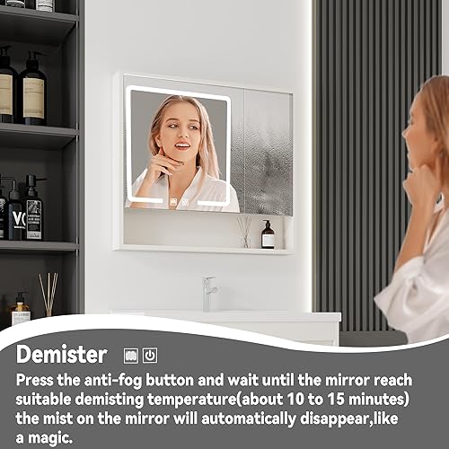 Miniatura 41 de Tocador de baño de 20 pulgadas con lavabo de cerámica, tocador de baño pequeño montado en la pared con puerta de cierre suave, gabinete flotante