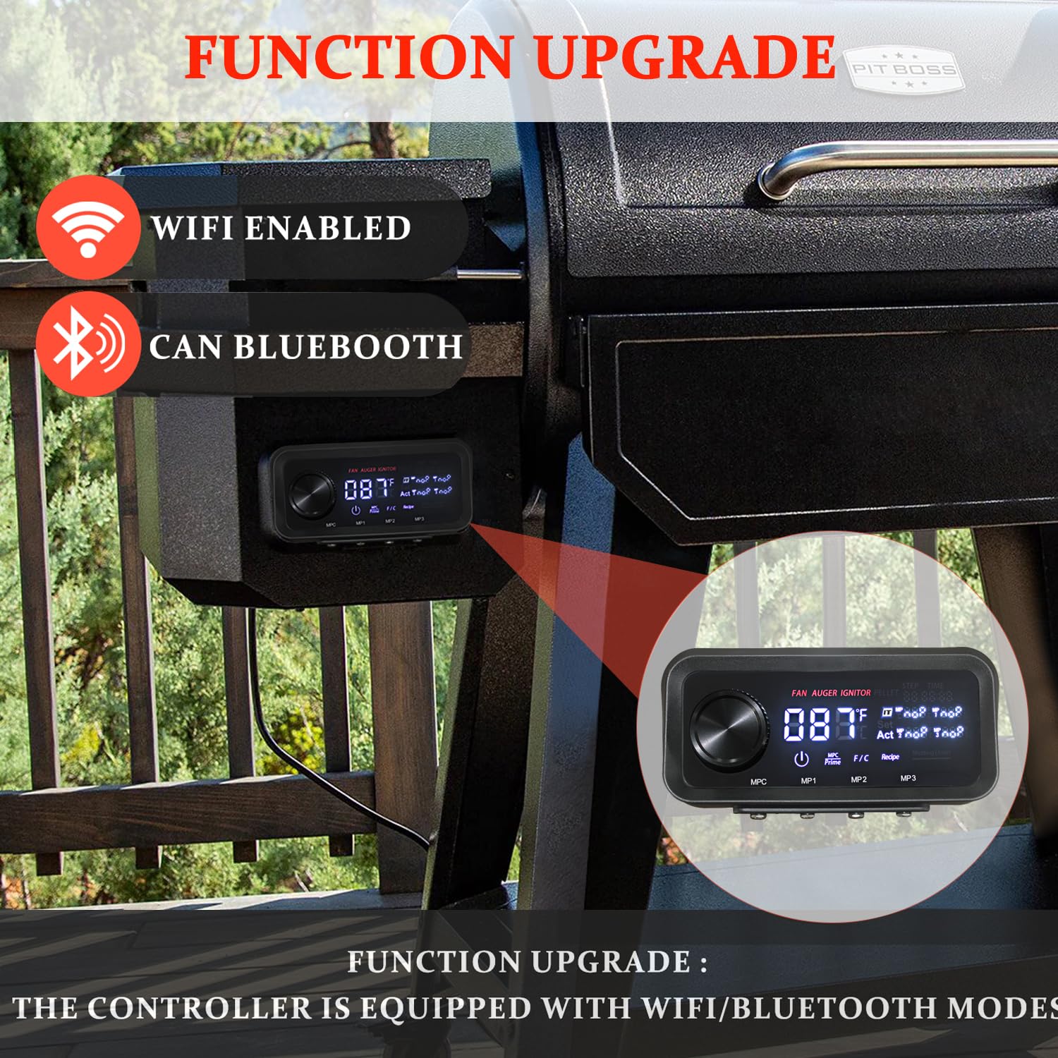 Replacement Pit Boss PID Thermostat Control Board 80145 Compatible with Pit Boss Pro Series II 1150 Wood Pellet Grills, with WiFi & Bluetooth Function, can Connect to Mobile APP.