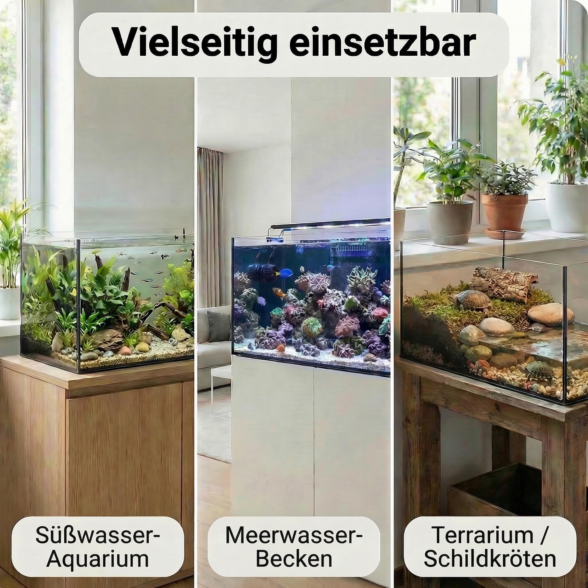 Pondlife Aquarium 60x30x30 cm Glasbecken 4 mm Floatglas geschliffene polierte Kanten Schwarze Silikonverklebung Süß- Meerwasser Terrarium