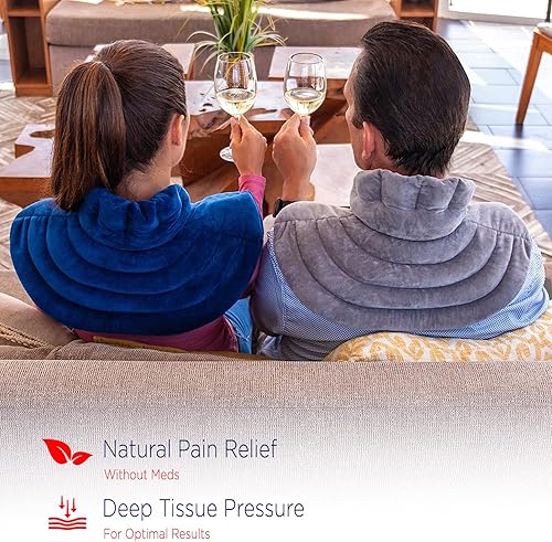 Miniatura 7 de Envoltura para cuello y hombros Compresión pesada para microondas caliente y frío Almohadilla térmica húmeda y bolsa de hielo para lesiones