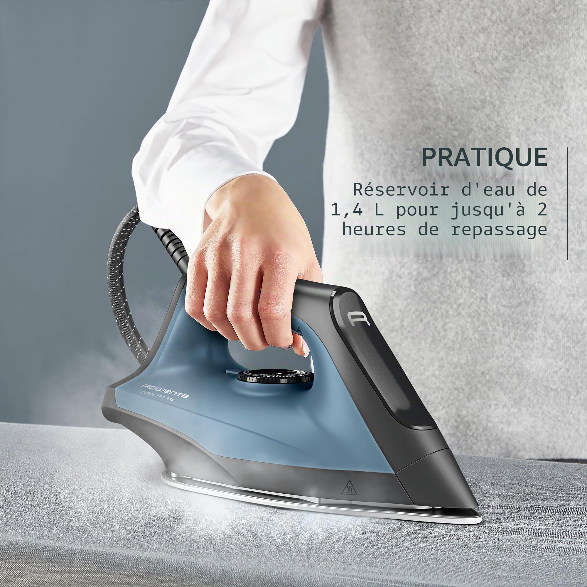 Rowenta Force Pro 300 VR5431F0 Station de repassage, 110 g/min, boost de vapeur 320 g/min, 6,1 bar et temps de préchauffage en 2 min, réservoir de 1,4 l, mode Eco, résultats professionnels