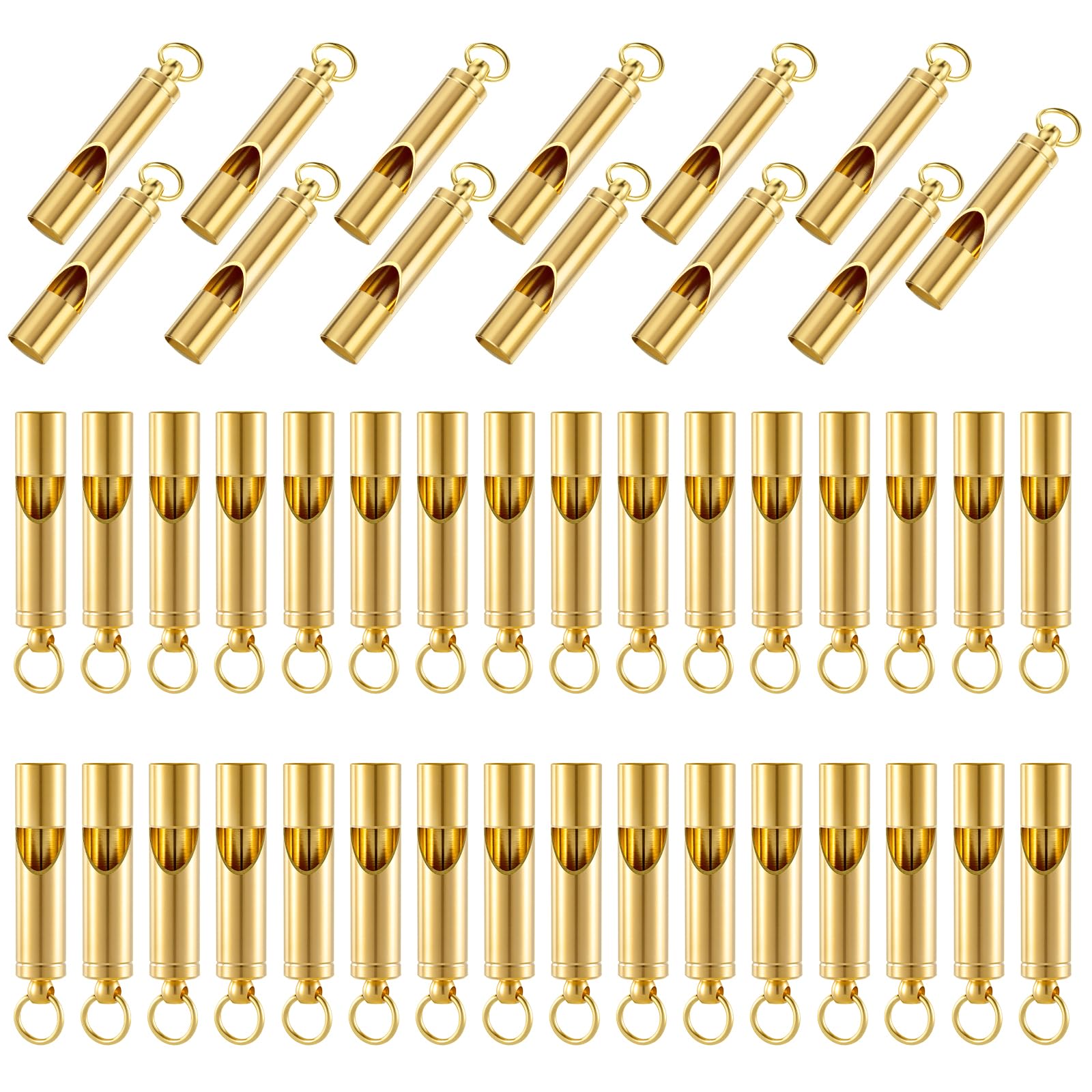 MSHHDK 40pcs Safety Whistle Brass Survival Whistle Bulk Emergency Whistle Extra Loud Portable Outdoor Metal Whistles for Adults Teachers Dog Trainers Camping Hiking Boating Training Hunting