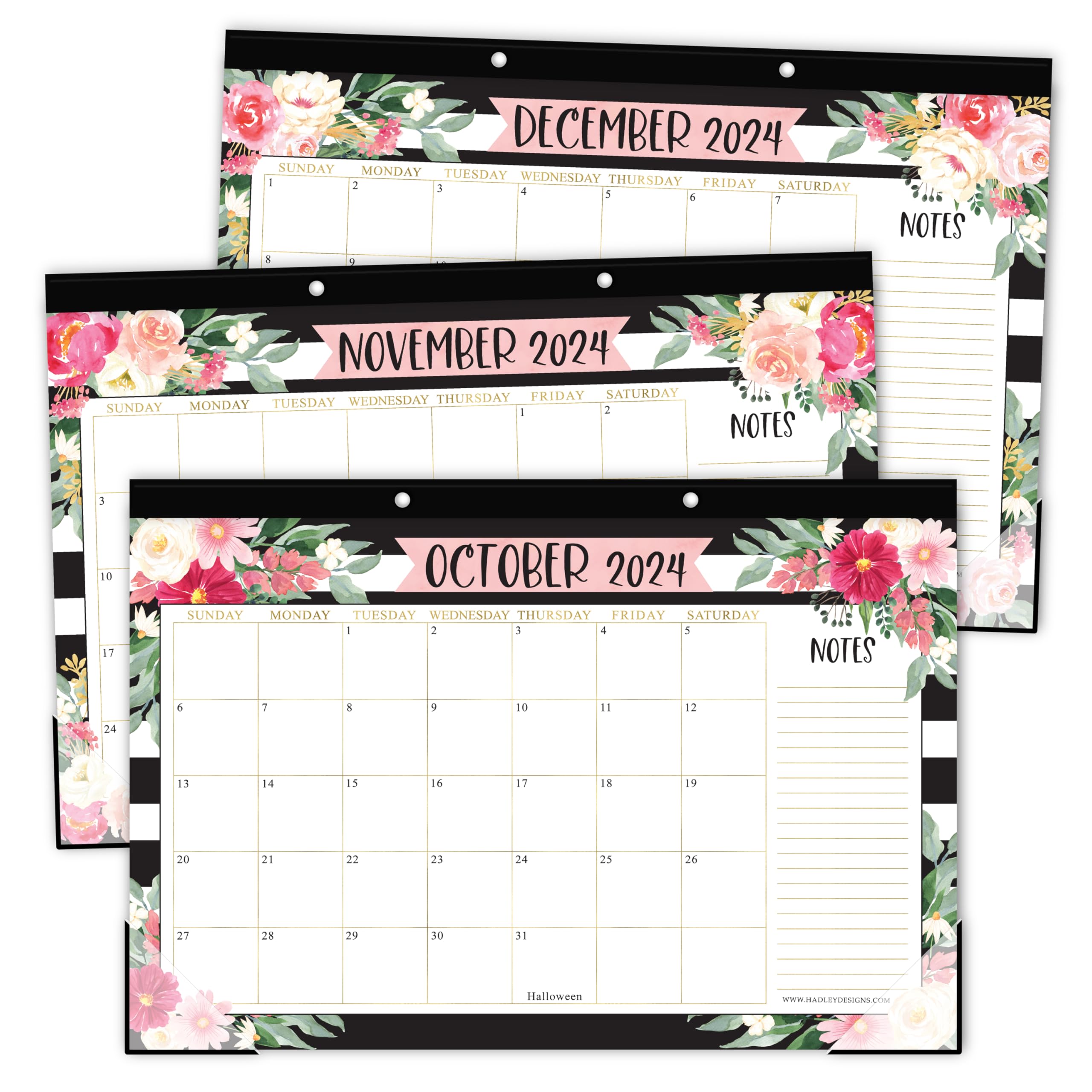 Hadley Designs Floral Teacher Desk Calendar 2024-2025-Academic Desk Calendar School Year 2024-2025, Desktop Calendar July 2024-2025